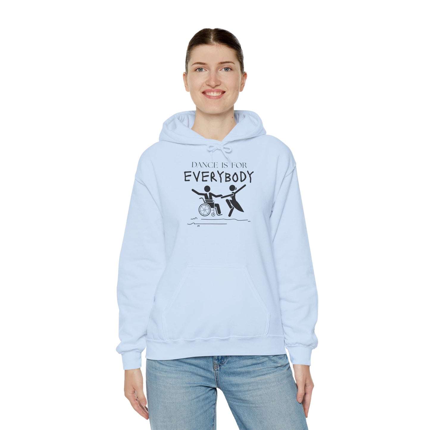 "Dance Is for Everybody" Unisex Hoodie – Inclusive Dance-Themed Hoodie for Teens and Adults with Personalization Option on Sleeve
