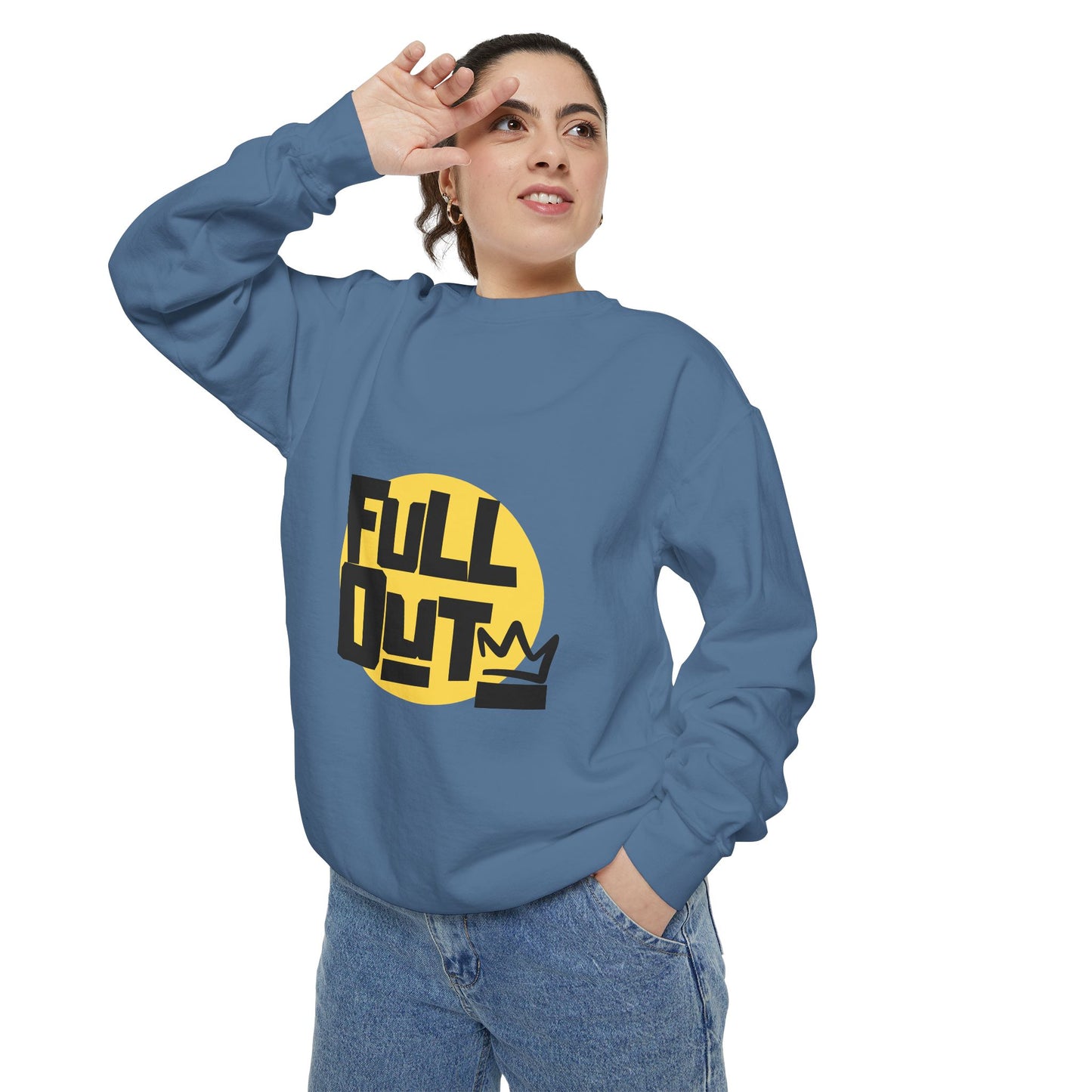"Full Out" Unisex Lightweight Crewneck Sweatshirt – Bold Streetwear-Inspired Dance Graphic Pullover for Dancers & Performers
