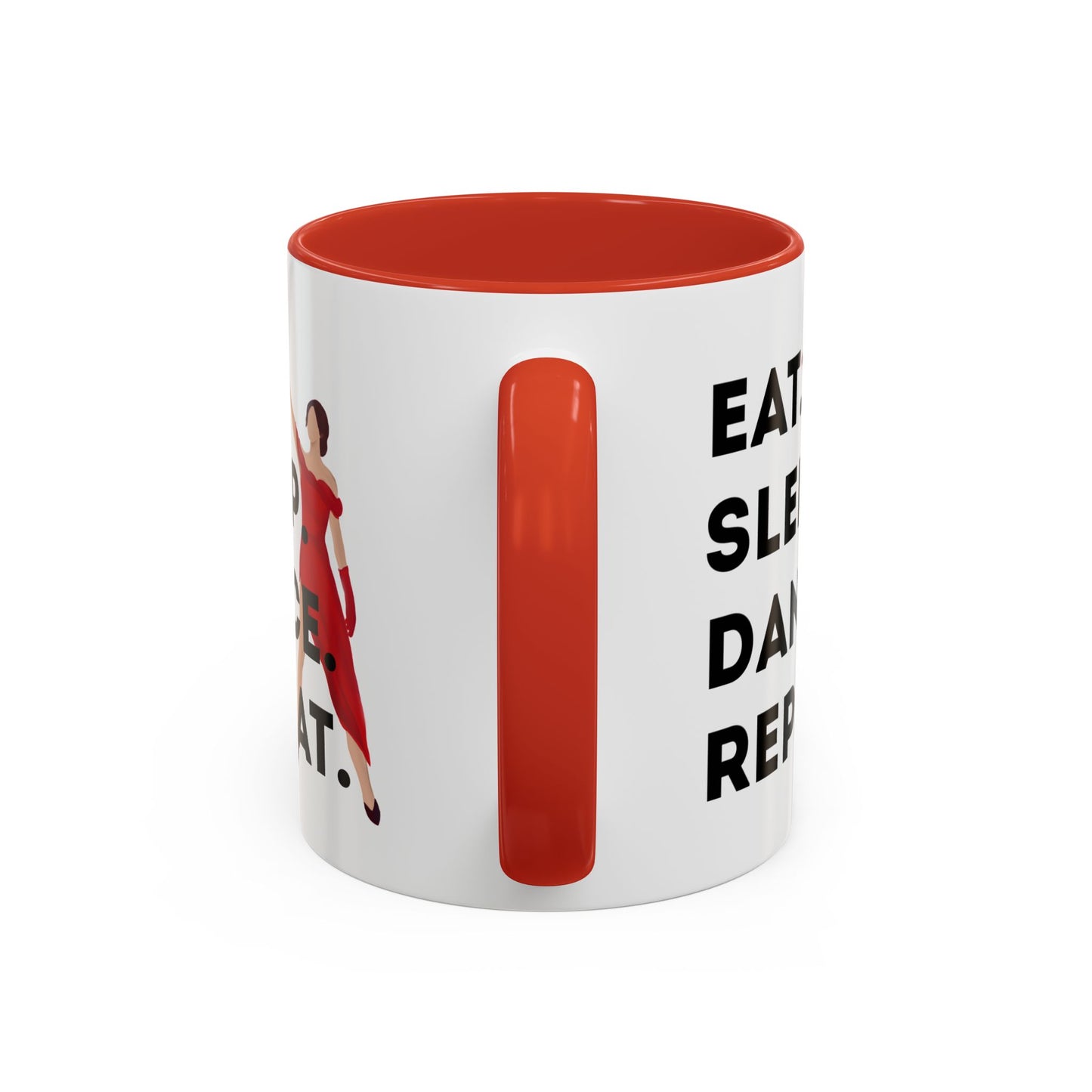 "Eat Sleep Dance Repeat" Accent Coffee Mug – Bold Dancer Graphic Ceramic Mug for Dance Lovers