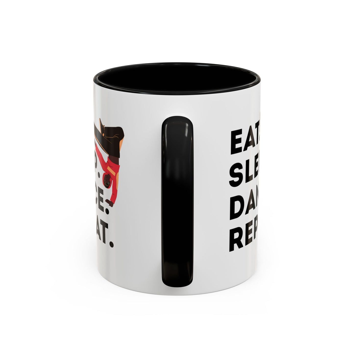 "Eat Sleep Dance Repeat" Accent Coffee Mug – Bold B-Boy Graphic Ceramic Mug for Hip Hop Dancers