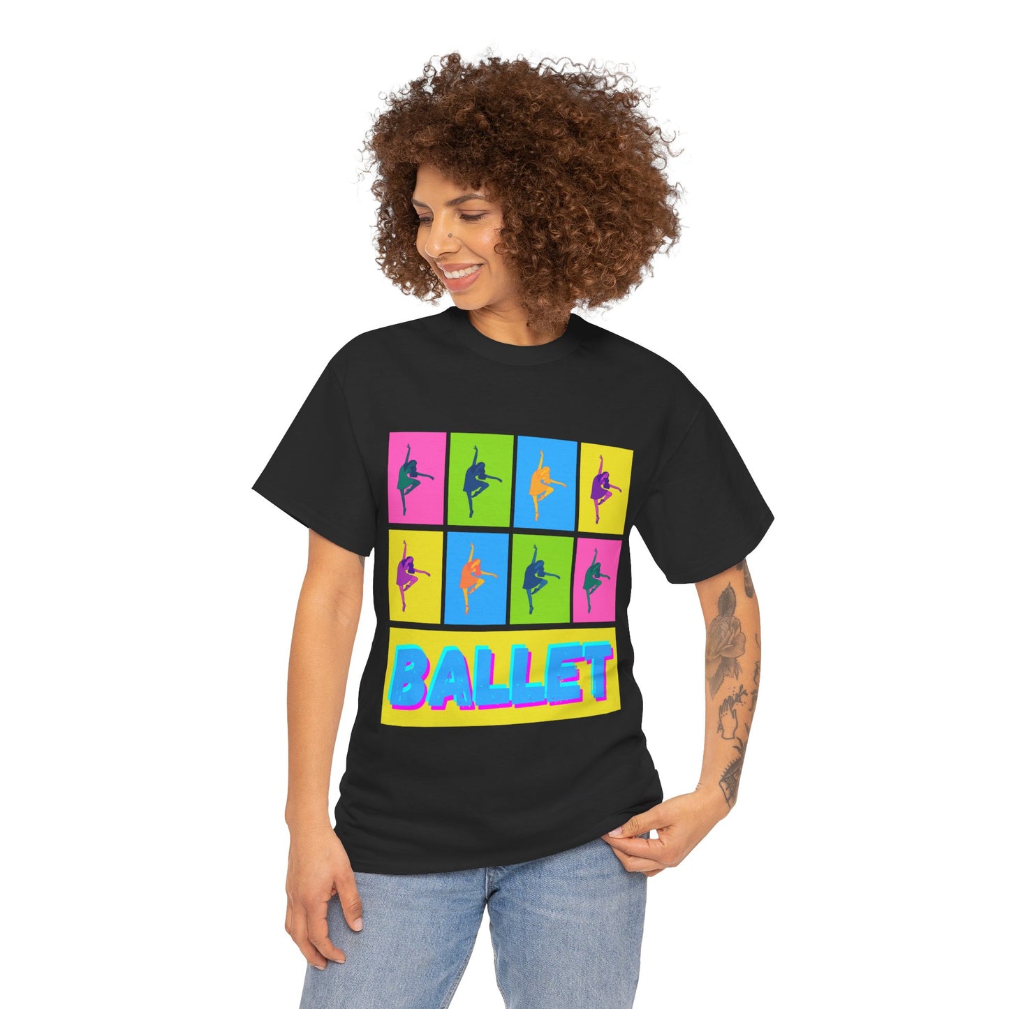"Ballet" Pop Art Inspired Dance Graphic Unisex Heavy Cotton Tee – Artistic Ballet Dancer T-Shirt for Dance Lovers