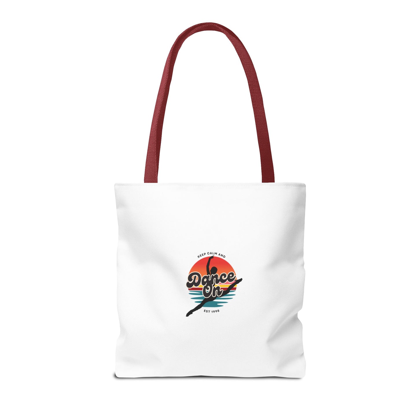 "Keep Calm and Dance On" Canvas Tote Bag – Retro Dance Graphic, Durable Shopping & Everyday Dance Bag