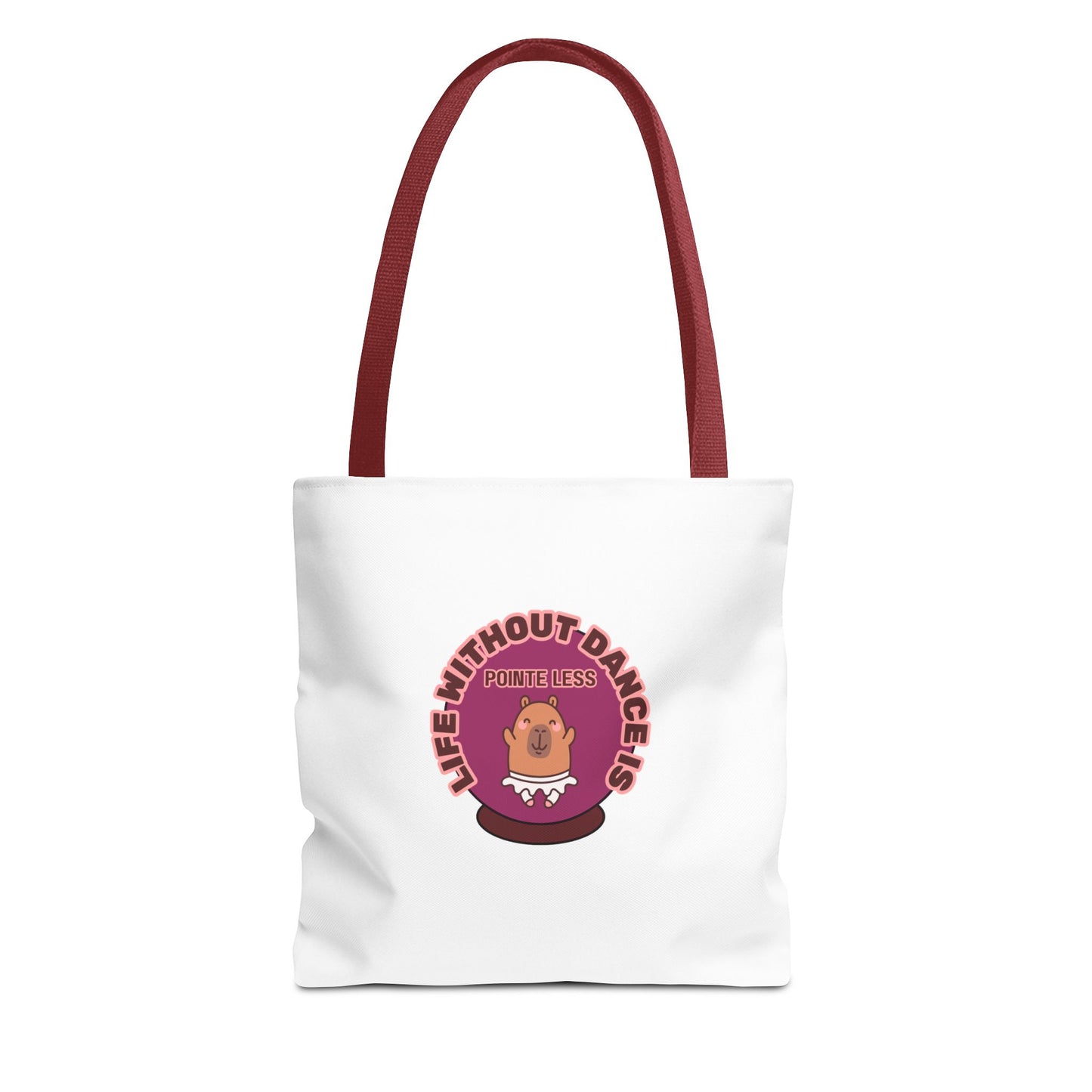 "Life Without Dance Is Pointeless" Capybara Canvas Tote Bag – Funny Dance Pun Tote for Dancers & Animal Lovers