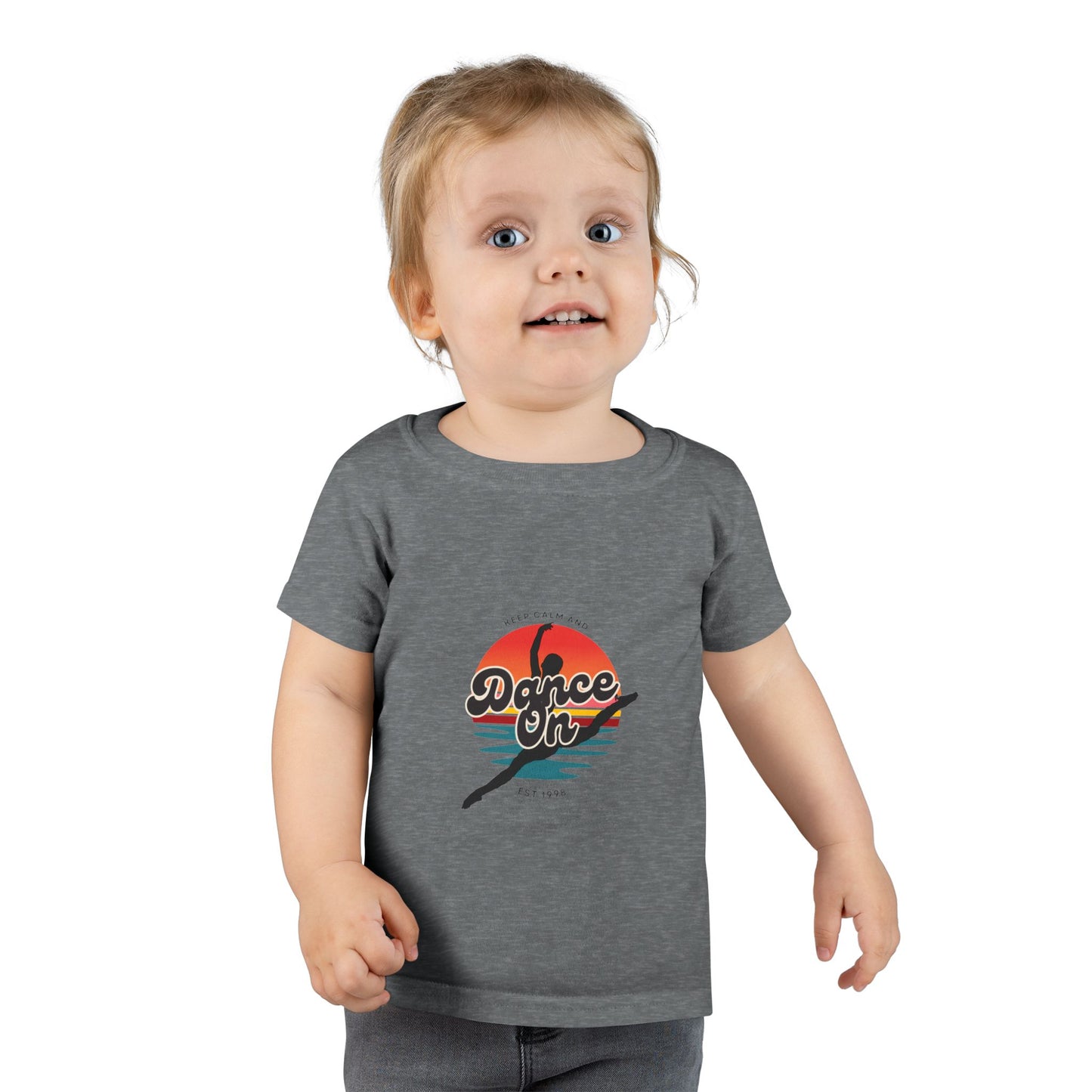 "Keep Calm and Dance On" Toddler Dance T-Shirt – Retro Graphic Short Sleeve Tee for Kids