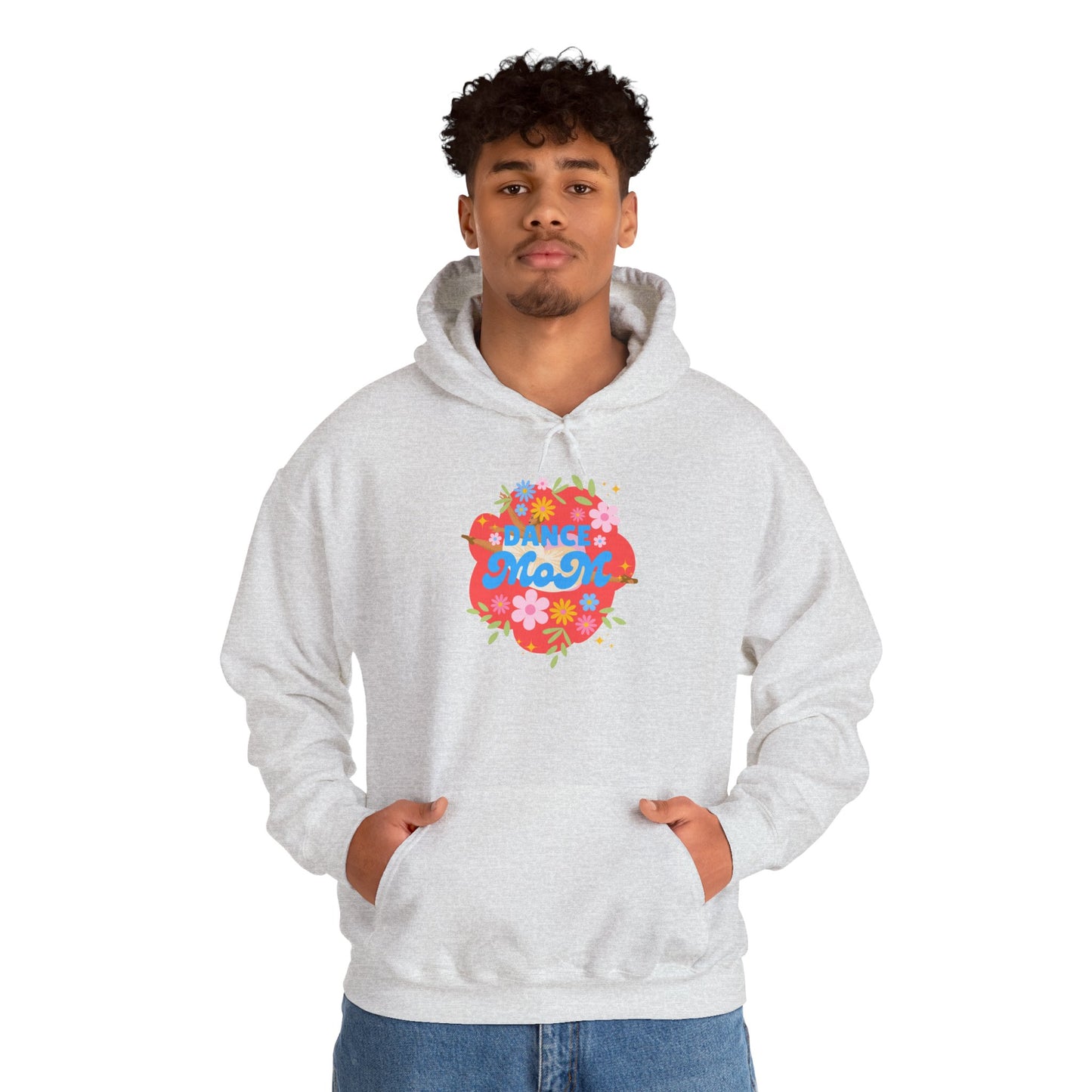 "Dance Mom" Superhero Hoodie – Floral Front Graphic & Fun Back Design | Unisex Hooded Sweatshirt for Proud Dance Parents