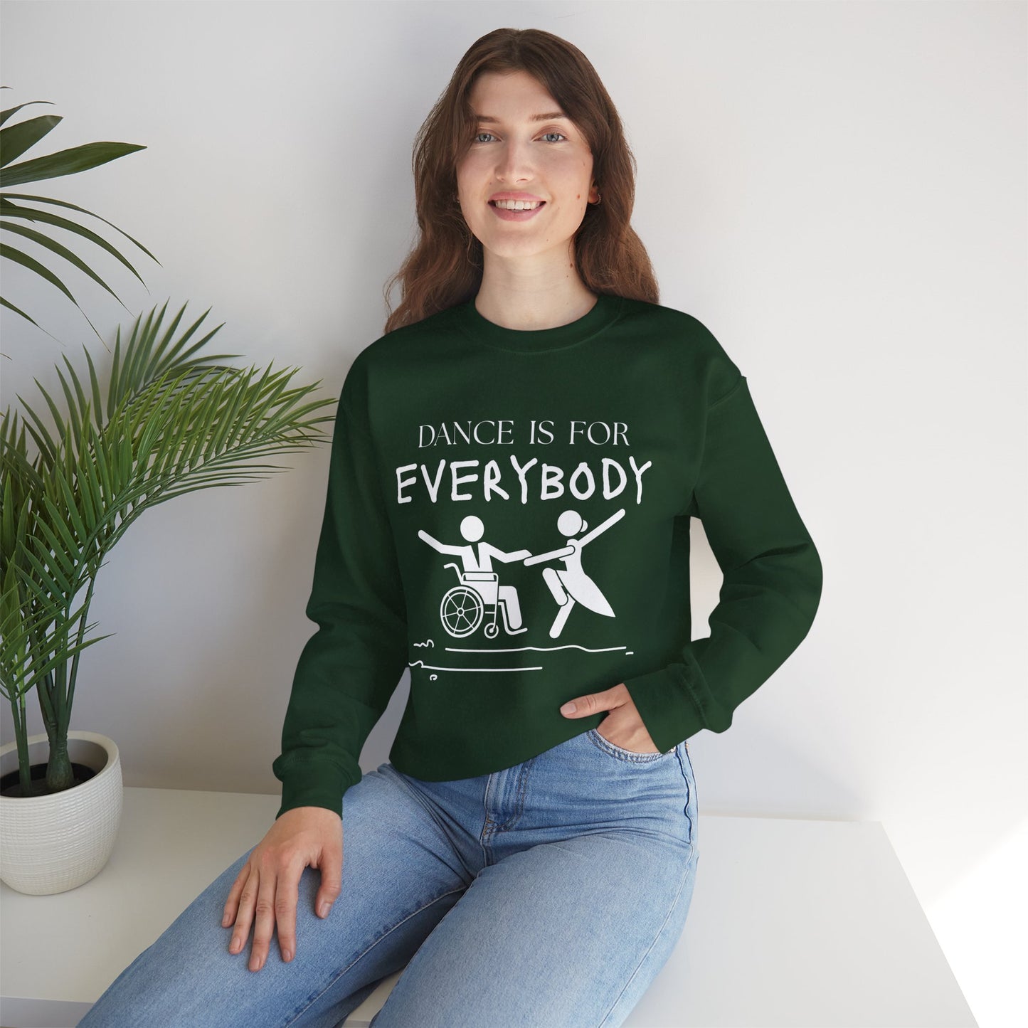 “Dance Is for Everybody” Inclusive Dance Sweatshirt – Unisex Heavy Blend Crewneck with Optional Name or Studio Personalization