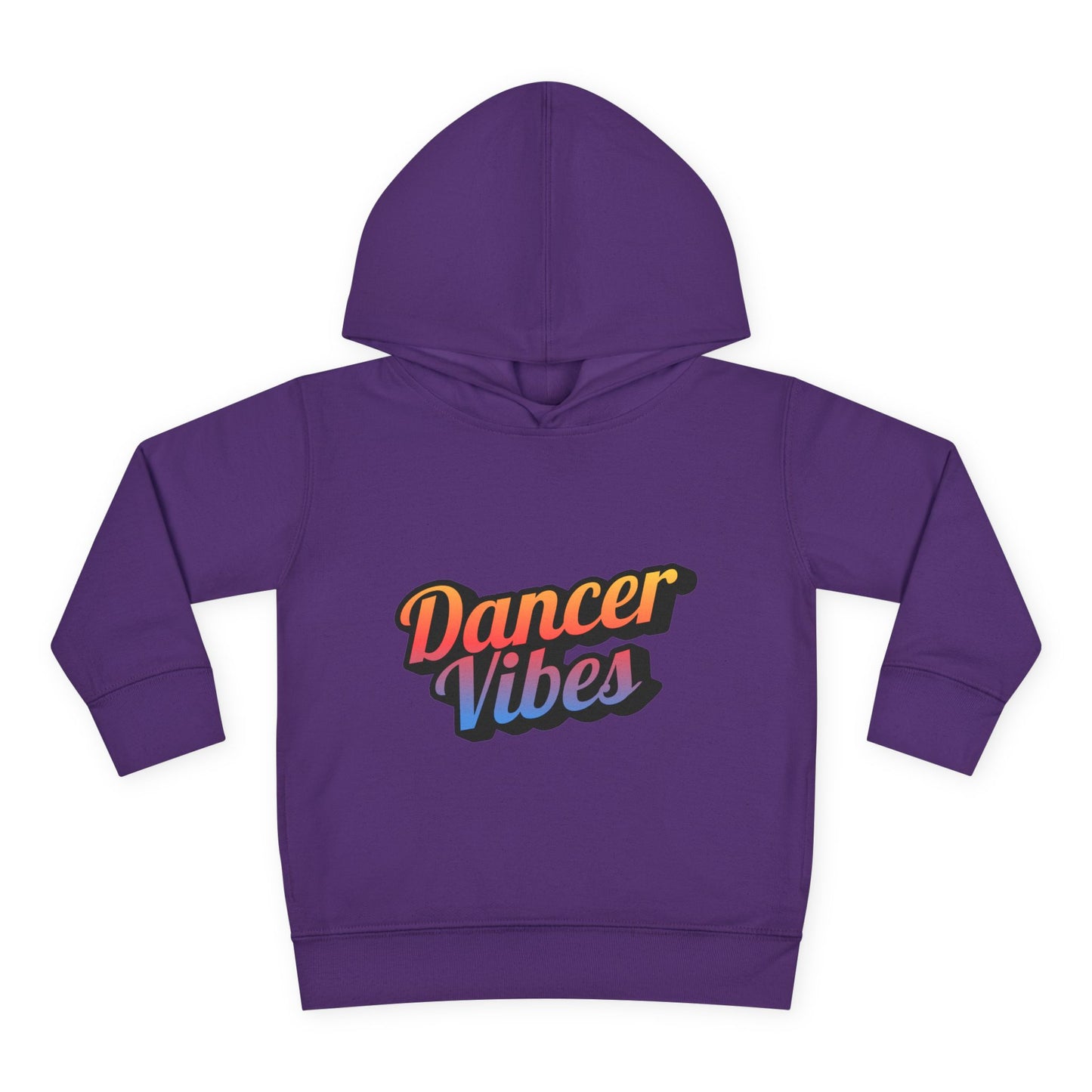 "Dancer Vibes" Toddler Pullover Hoodie – Colorful Dance-Themed Text Graphic Fleece Sweatshirt for Kids