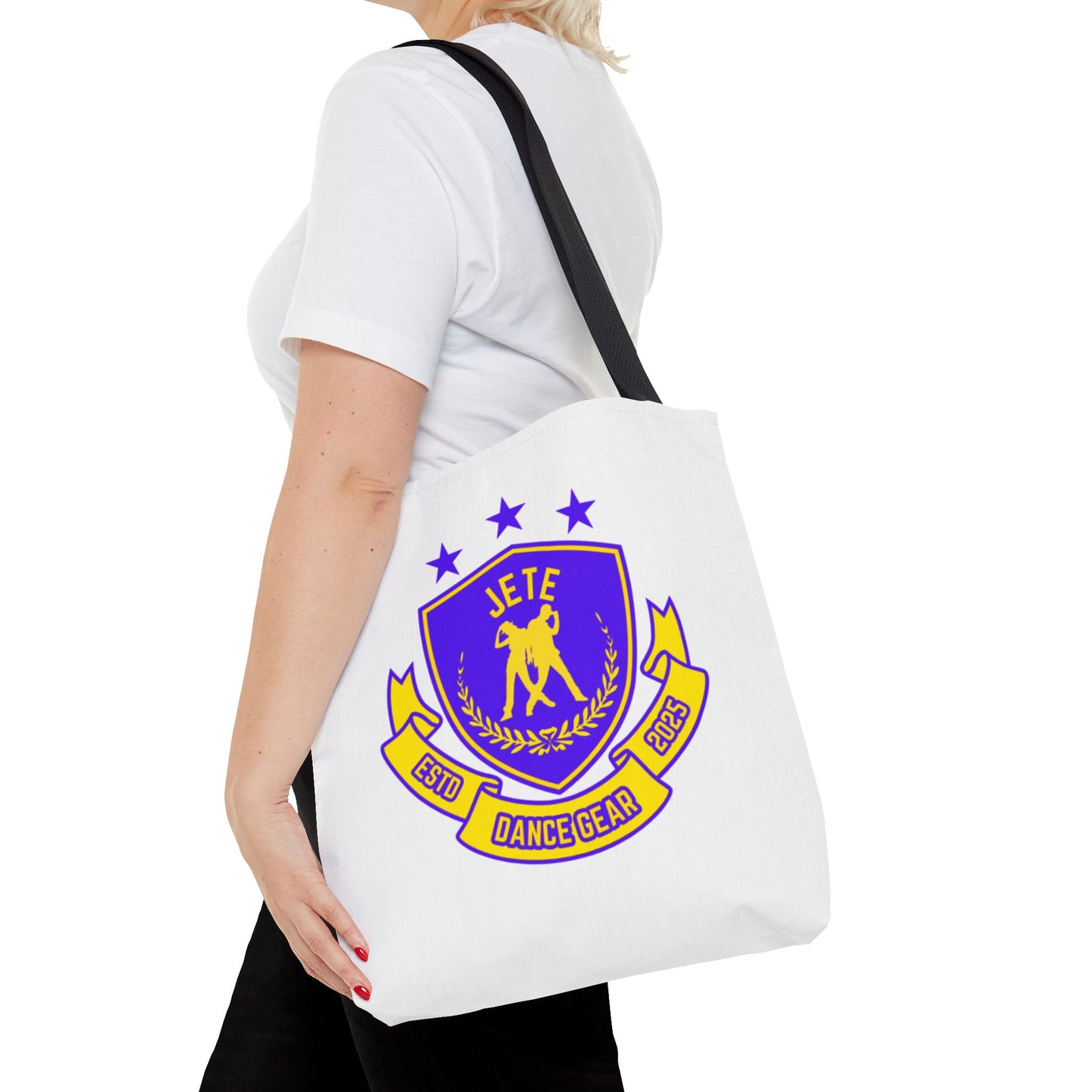 "Jeté Dance Gear Estd 2025" Canvas Tote Bag – Collegiate-Inspired Dancer Tote for Rehearsals, Classes & Everyday Style
