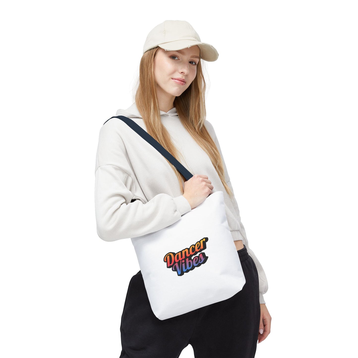 "Dancer Vibes" Canvas Tote Bag – Bold Dance-Themed Text Graphic Bag for Dancers, Students & Everyday Use