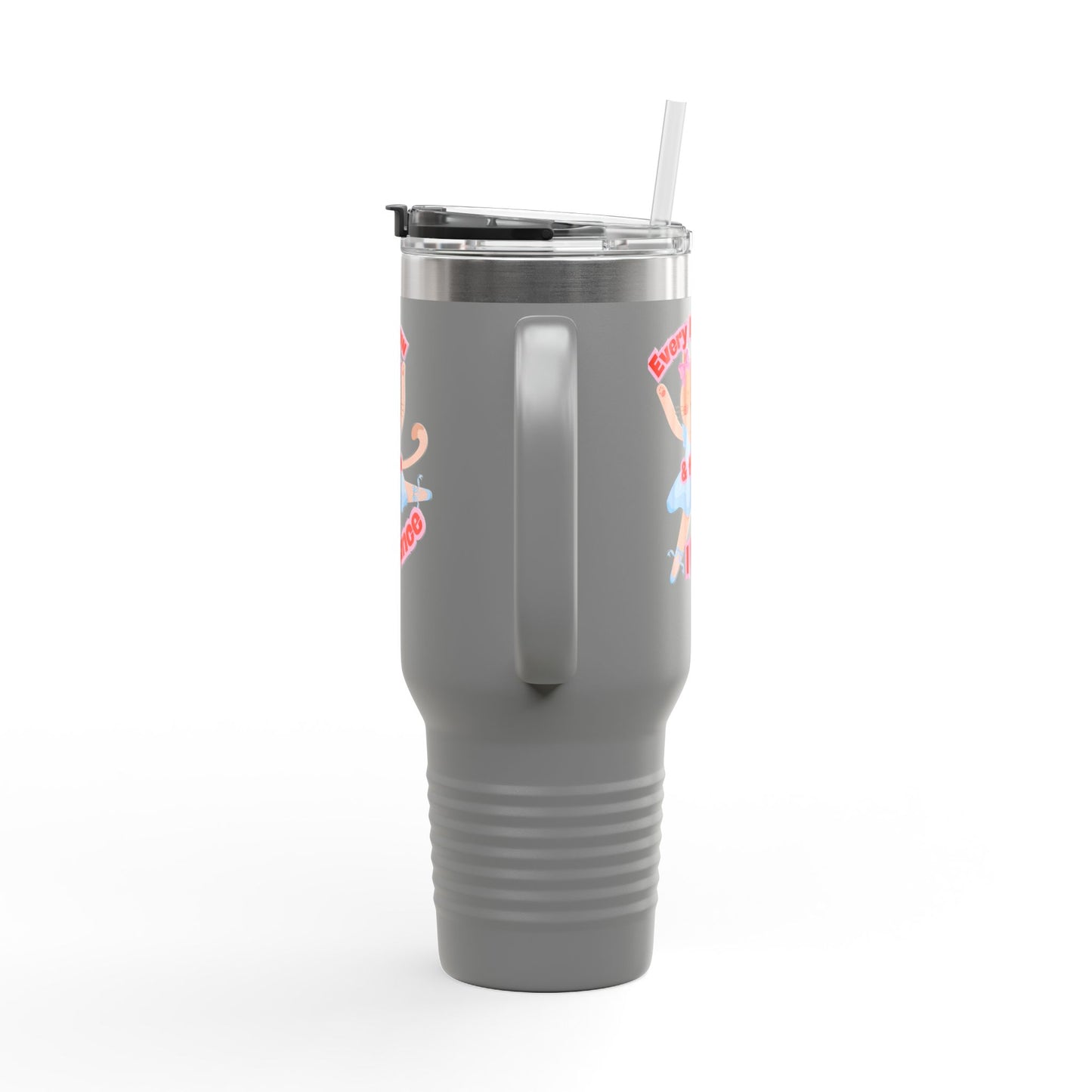 “Every Meow & Then I Dance” Adorable Dancing Cat Graphic | Cute Cat Dance Tumbler for Ballet Lovers & On-the-Go Coffee Enthusiasts - 40oz Insulated Travel Mug