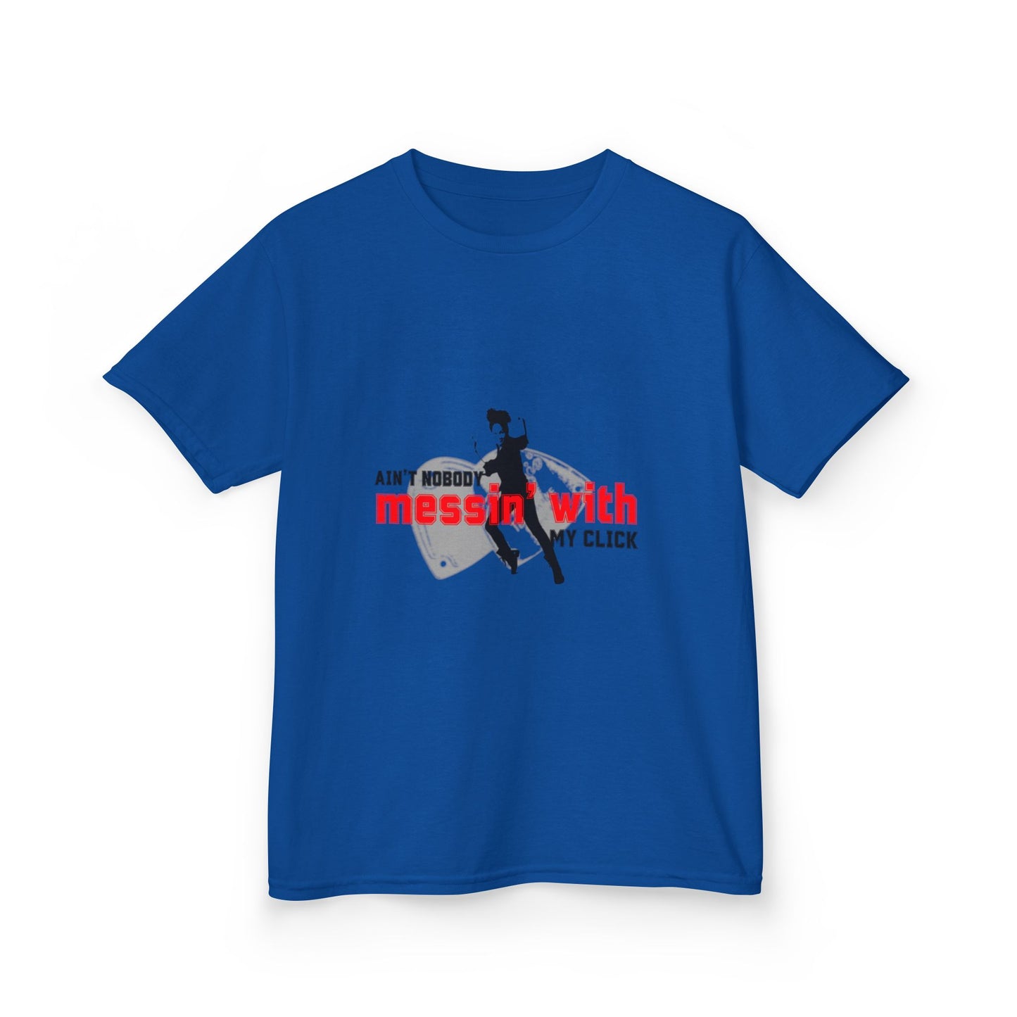 "Ain’t Nobody Messin’ With My Click" – Youth Short Sleeve Dance Tee with Tap Shoes & Tap Dancer Graphic