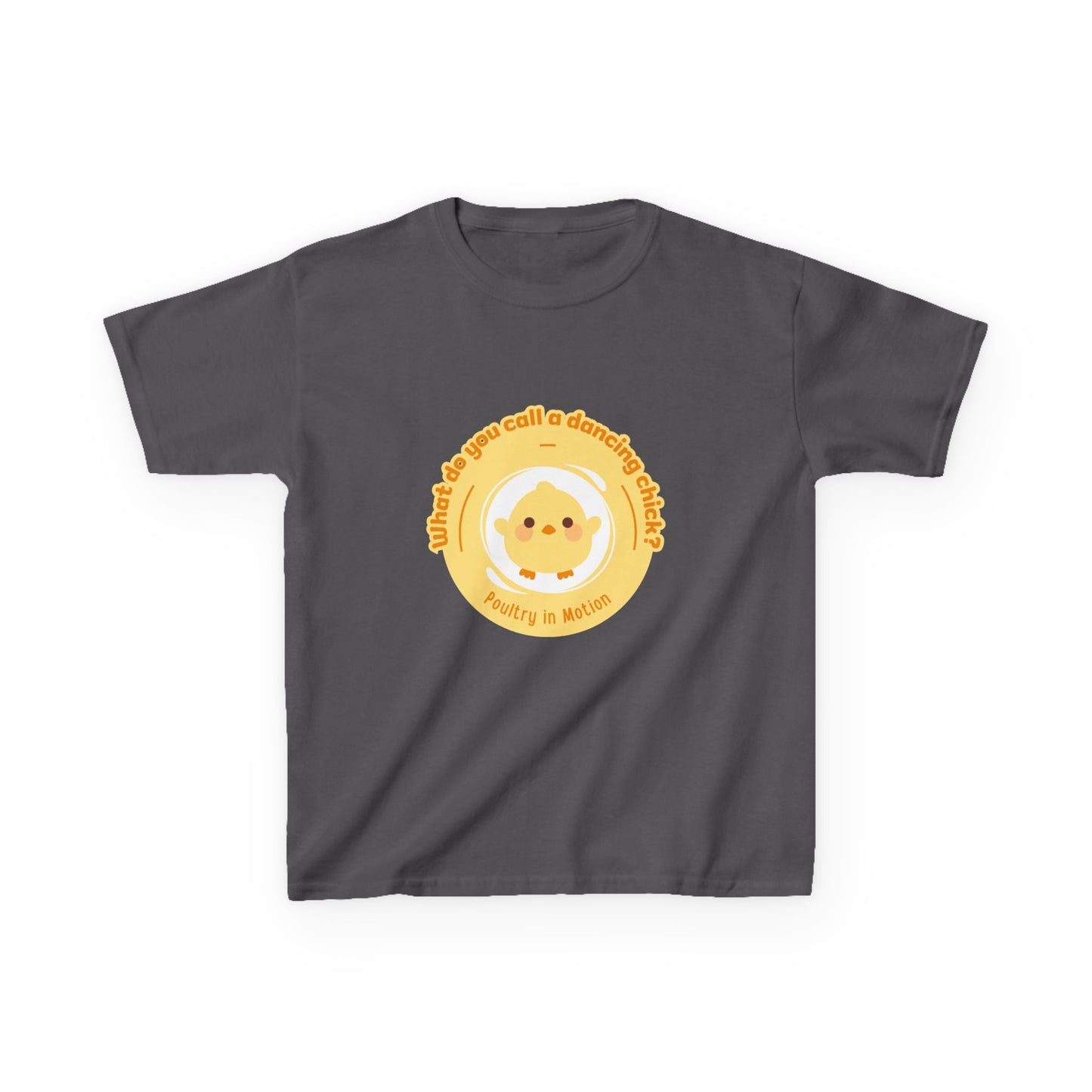 “What do you call a dancing chick? Poultry in Motion” Funny Chick Dance Tee for Kids – Cute Chicken Graphic - Youth Dance Pun T-Shirt