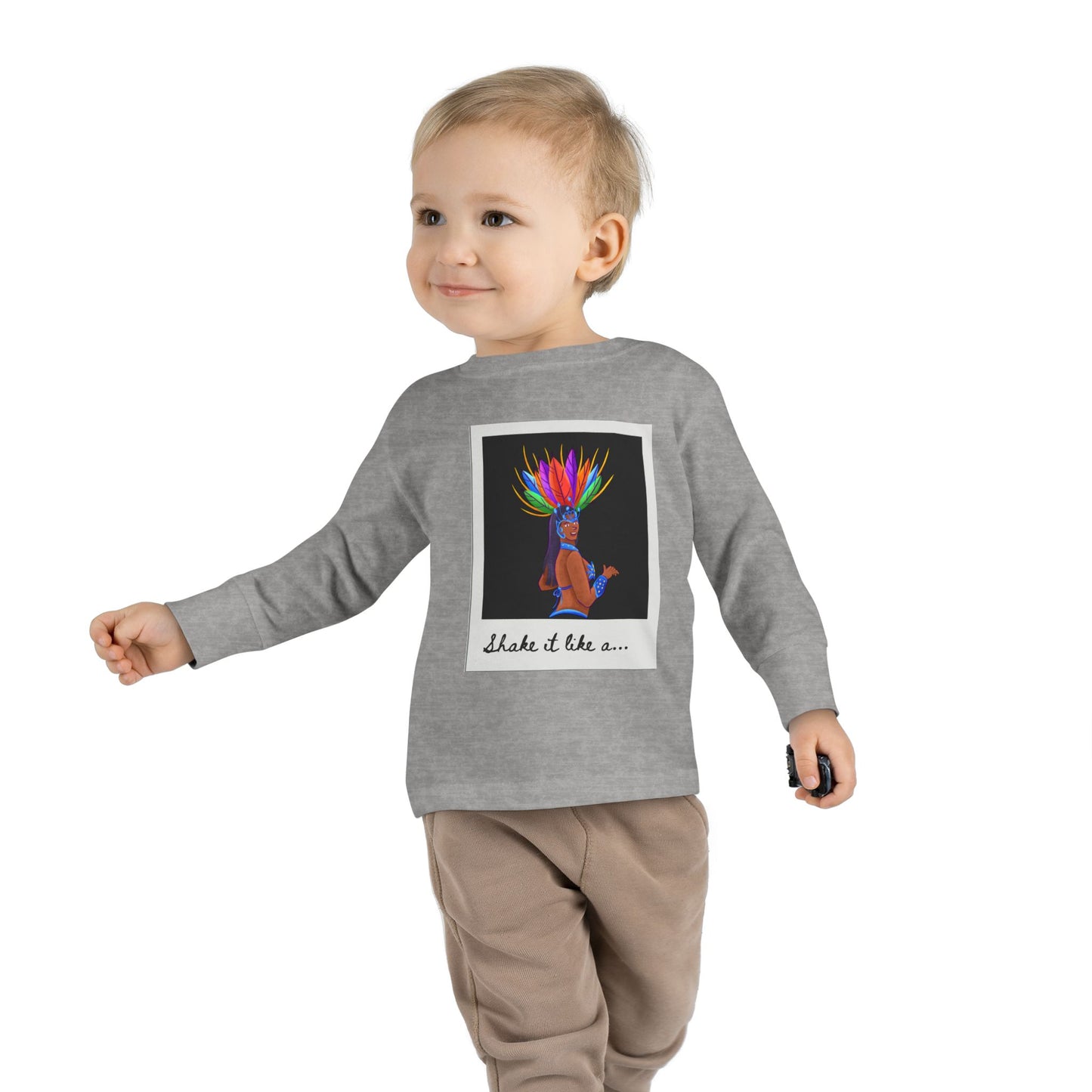 "Shake It Like a…” Toddler Long Sleeve Tee – Samba Dancer Graphic Shirt for Kids