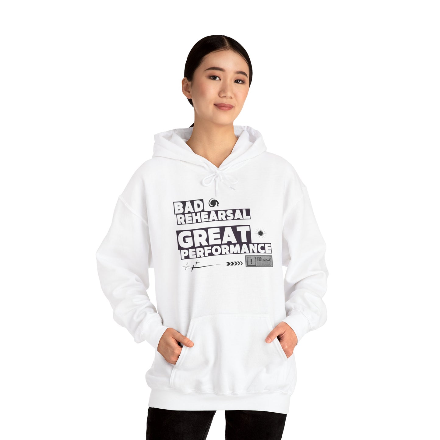 "Bad Rehearsal, Great Performance" Dance Hoodie – Unisex Heavy Blend™ Hooded Sweatshirt with Streetwear-Inspired Graphic for Performers