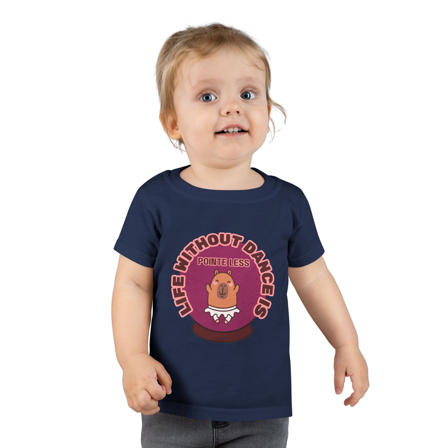 "Life Without Dance Is Pointeless" Toddler Dance T-Shirt – Cute Dancing Capybara Graphic Short Sleeve Tee for Kids
