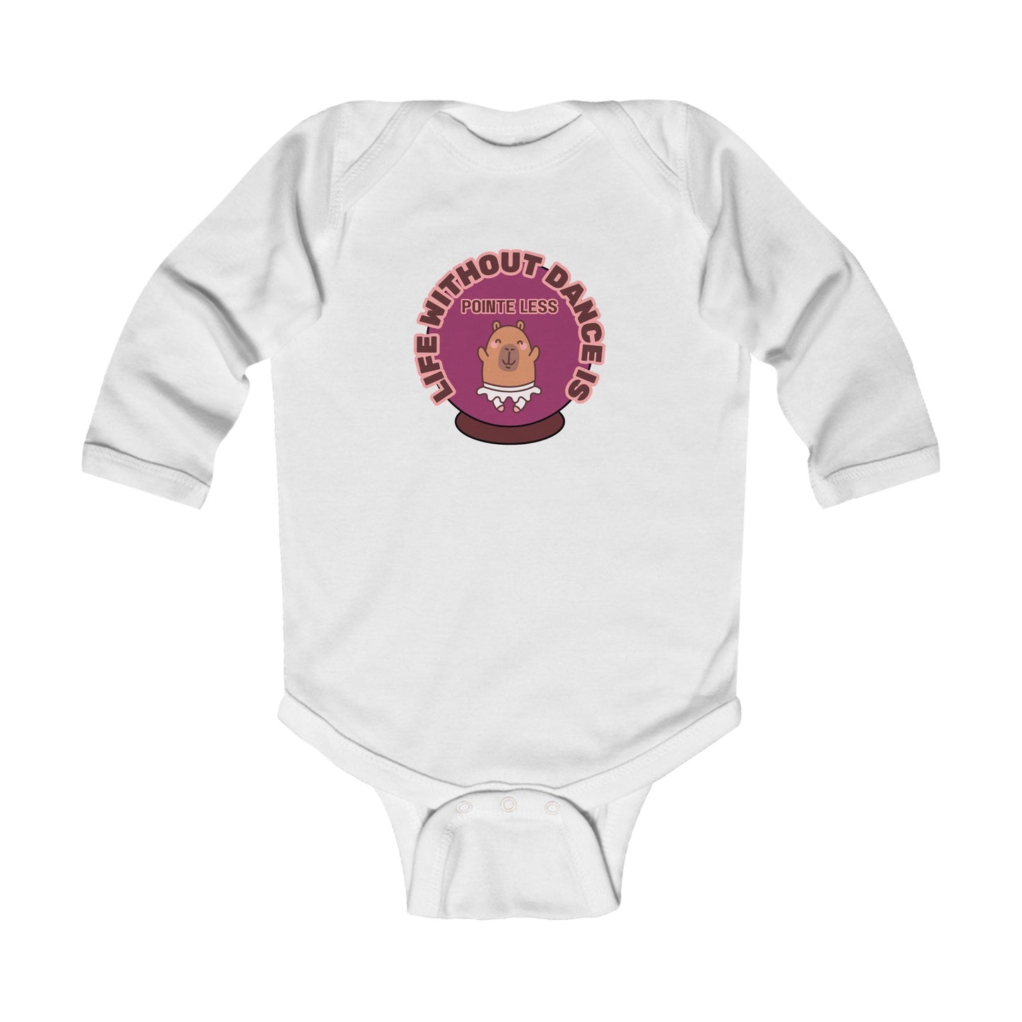 "Life Without Dance is Pointeless" Infant Long Sleeve Bodysuit – Retro Dance Graphic Baby Outfit for Ballet-Loving Families