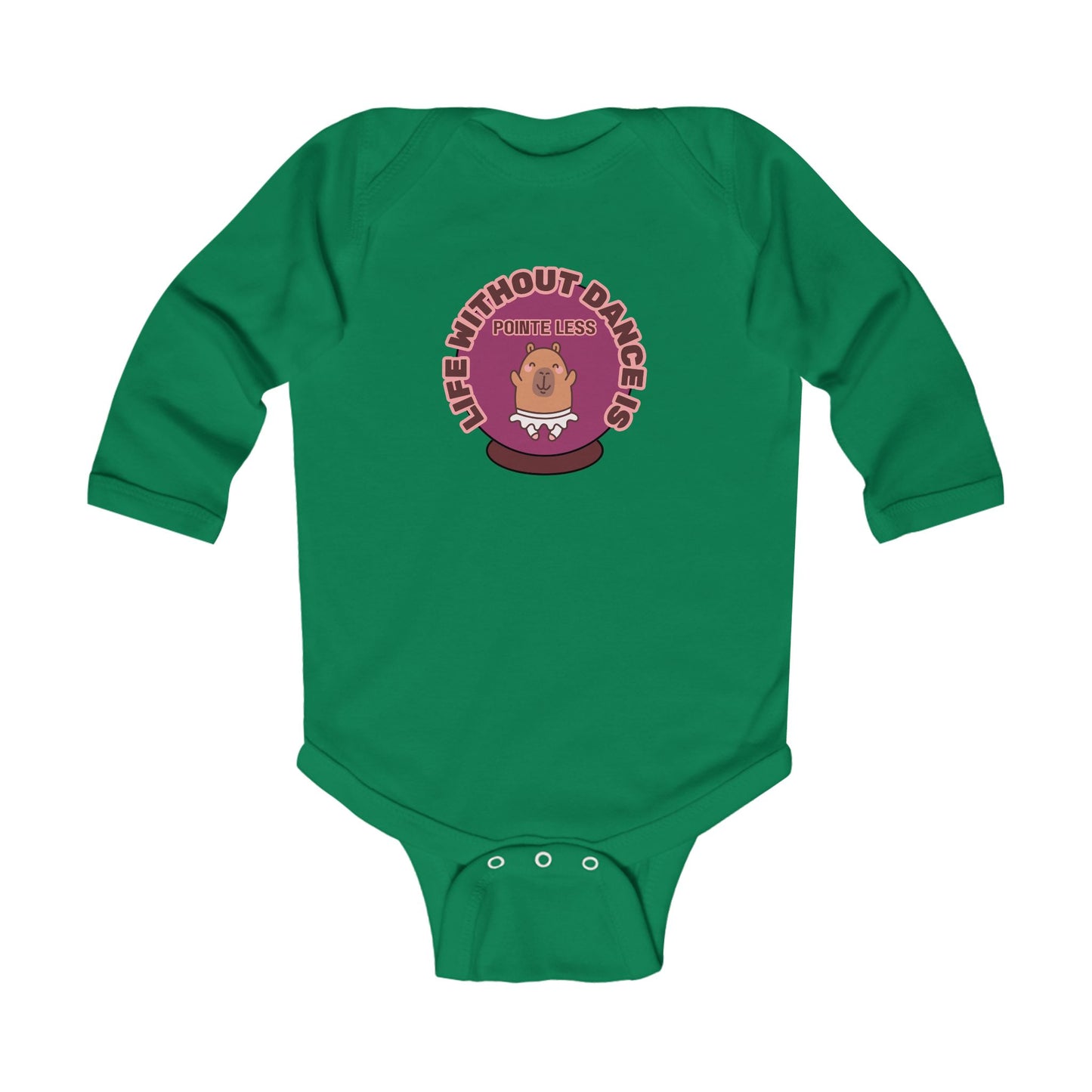 "Life Without Dance is Pointeless" Infant Long Sleeve Bodysuit – Retro Dance Graphic Baby Outfit for Ballet-Loving Families