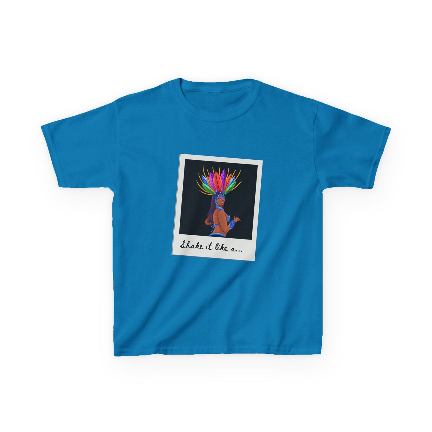 "Shake It Like a..." Youth Short Sleeve Tee β Carnival-Inspired Samba Dancer Graphic Dance Shirt for Kids