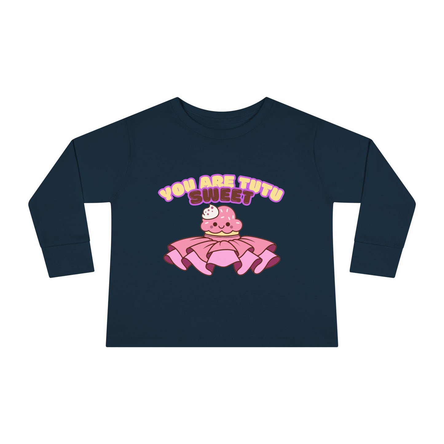 "You Are Tutu Sweet" Toddler Dance T-Shirt – Kawaii Cupcake in Tutu Graphic Long Sleeve Tee for Kids
