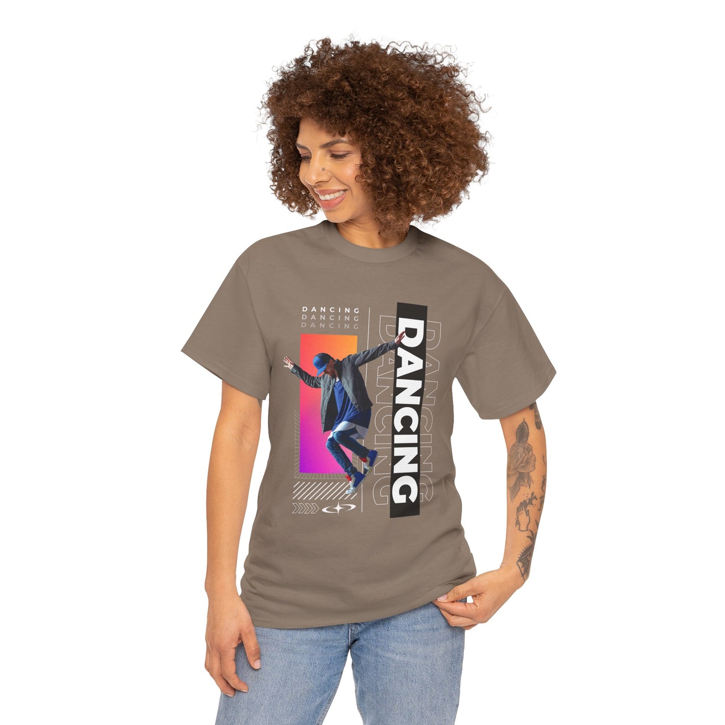 “Dancing” Streetwear-Inspired Male Dancer Unisex Heavy Cotton Tee – Urban Dance Graphic T-Shirt for Performers and Dance Lovers