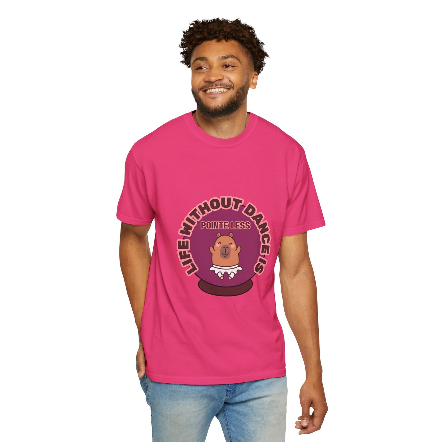 "Life Without Dance is Pointeless" Unisex Garment-Dyed T-Shirt – Cute Dancing Capybara Graphic Tee – Funny Dance Shirt for Animal Lovers & Performers