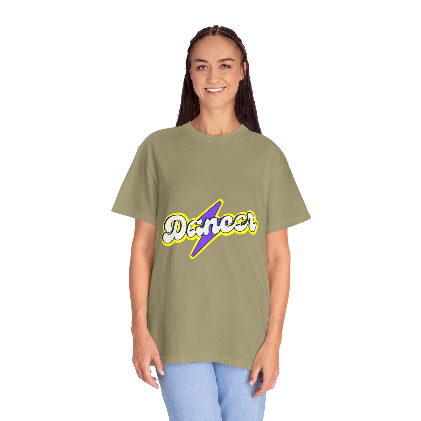 "Dancer" Unisex Garment-Dyed T-Shirt – Superhero-Style Bold Graphic Tee – Dance Power Shirt for Performers & Movers