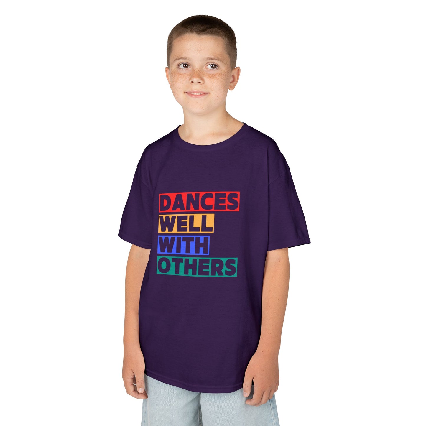 "Dances Well With Others" Kids Heavy Cotton™ Tee – Dance-Inspired Graphic Tee for Kids