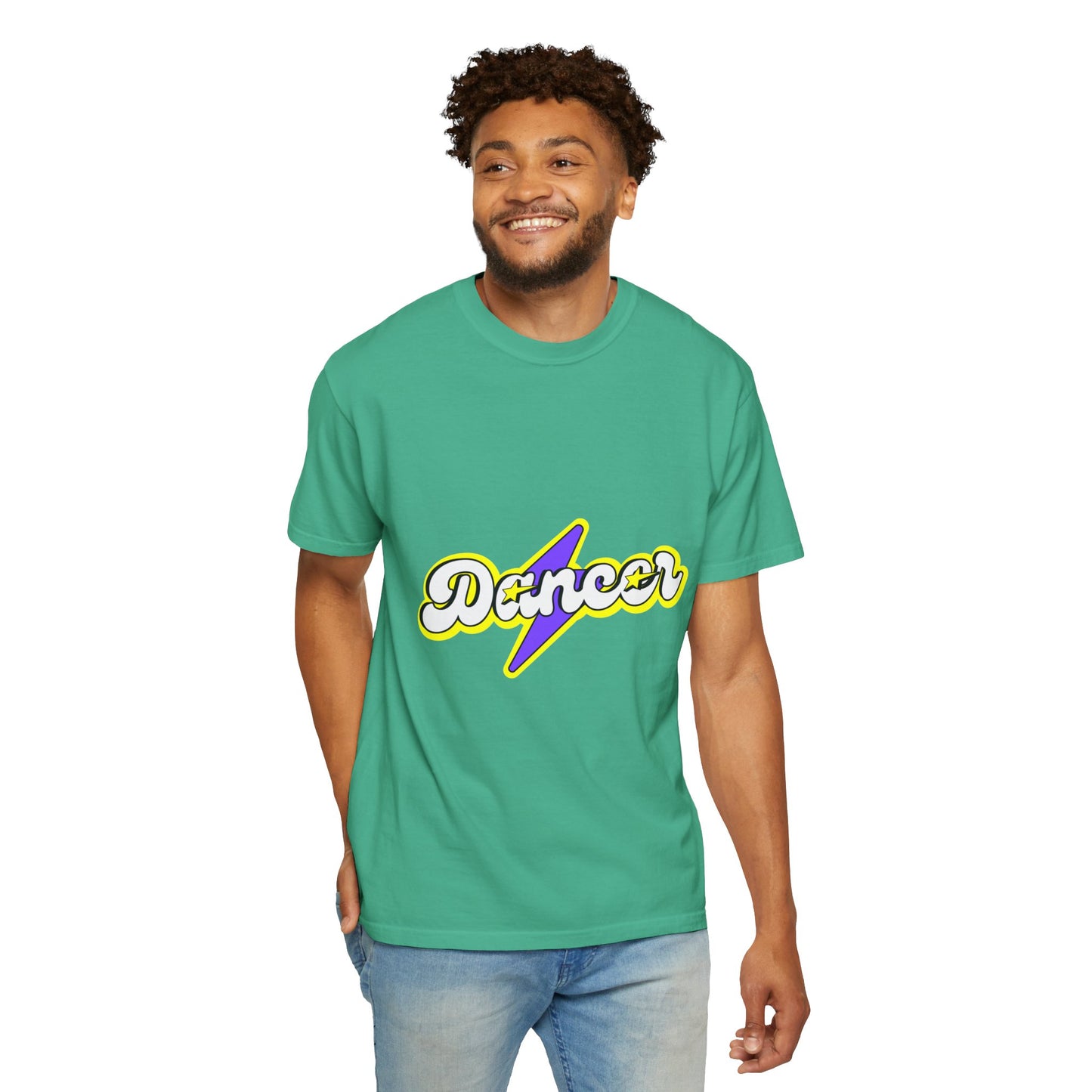 "Dancer" Unisex Garment-Dyed T-Shirt – Superhero-Style Bold Graphic Tee – Dance Power Shirt for Performers & Movers