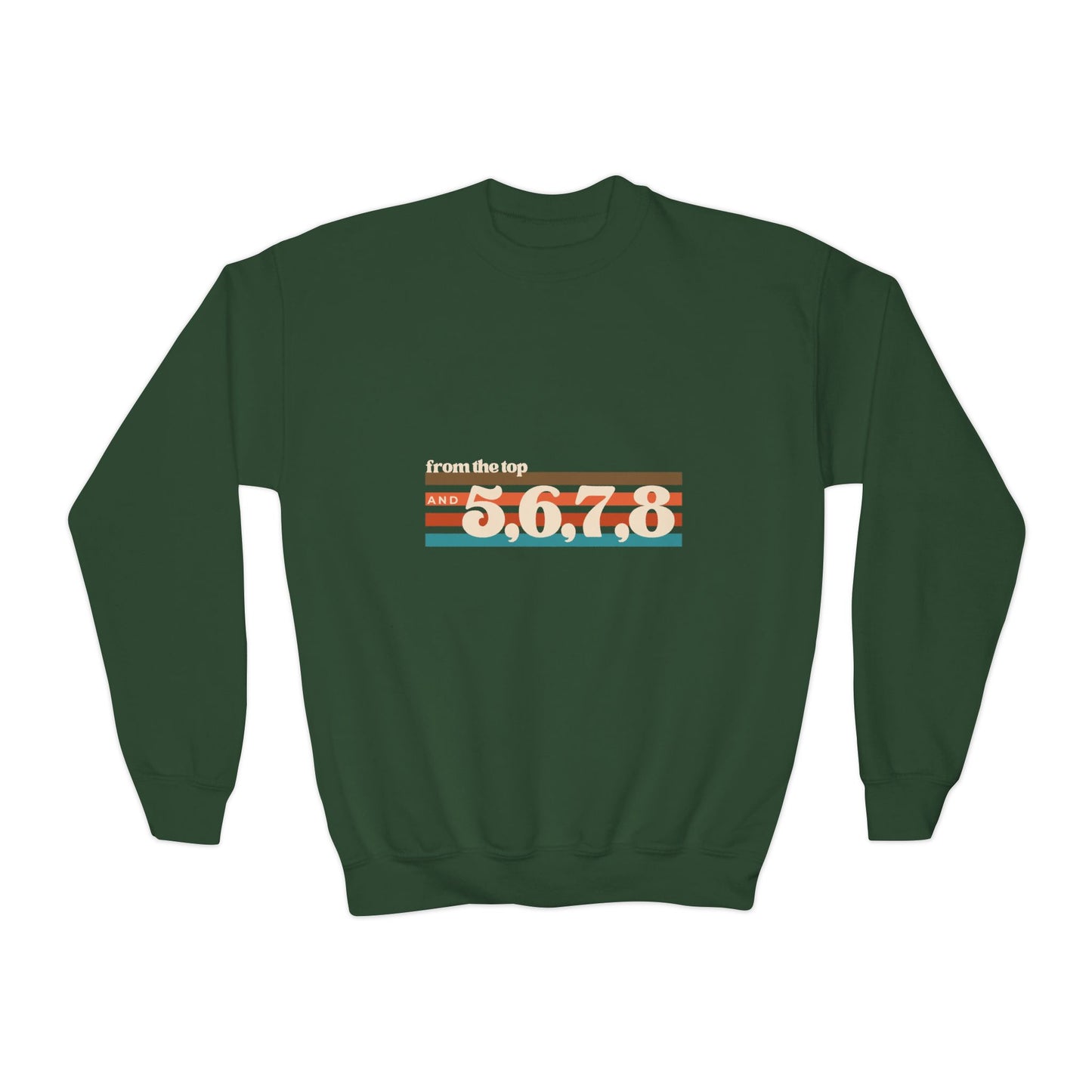 "From the Top and 5, 6, 7, 8" – Retro Dance Youth Crewneck Sweatshirt | Kids Dance Practice Pullover