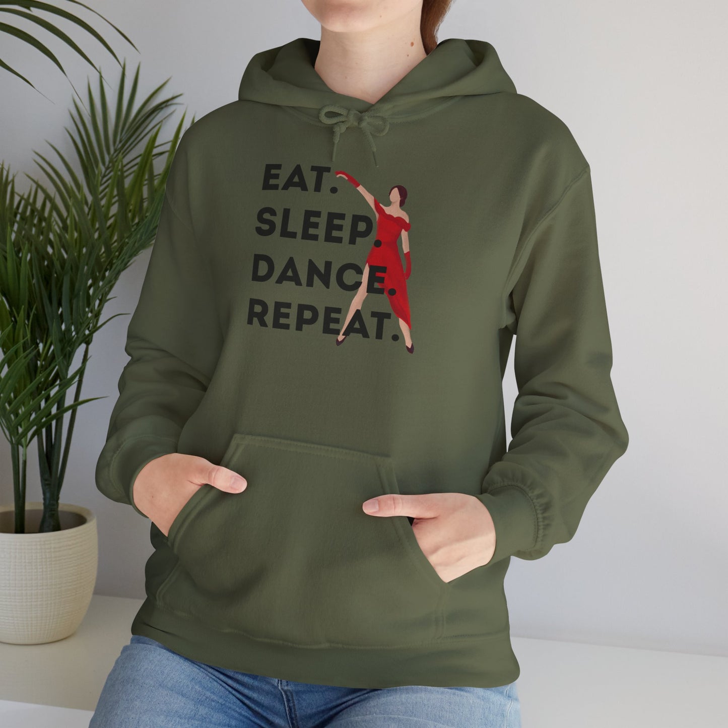"Eat Sleep Dance Repeat" Unisex Dance Hoodie β Bold Graphic Sweatshirt for Dancers