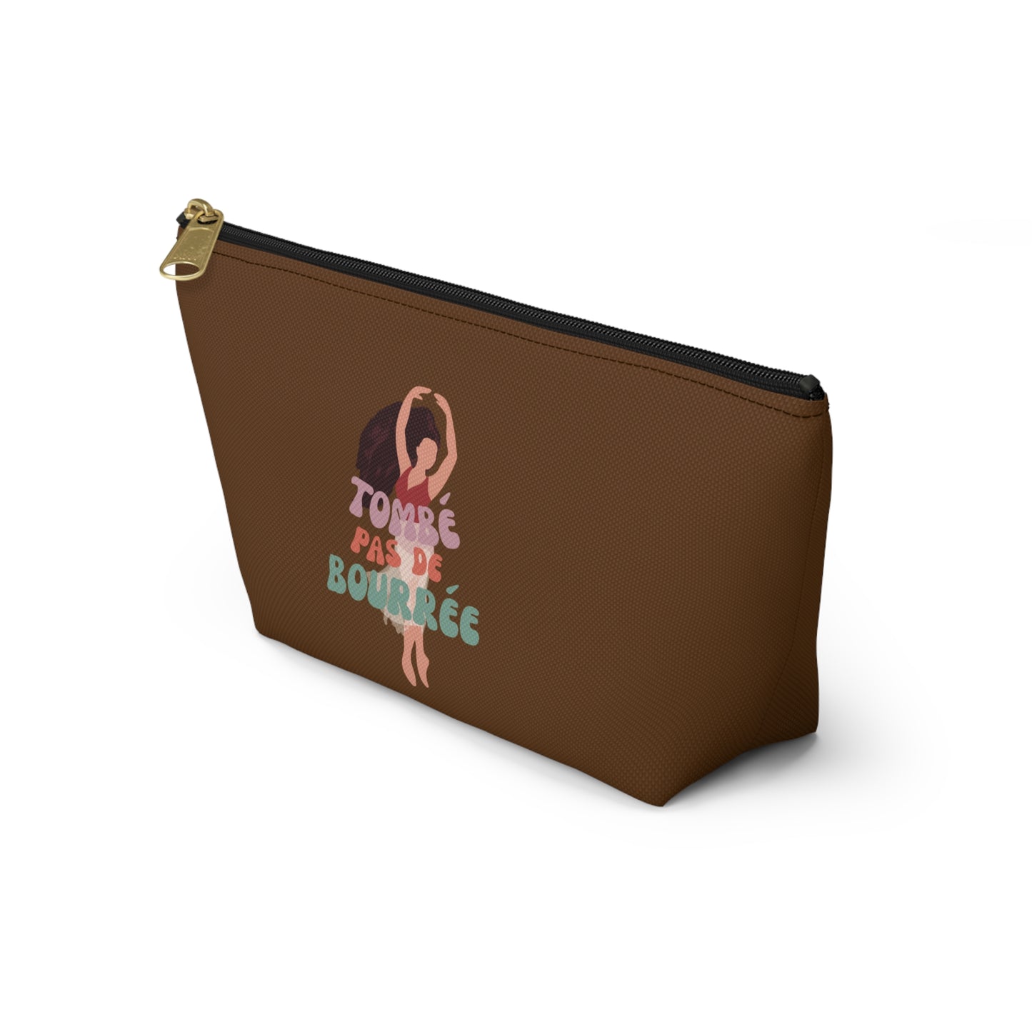 "Tombé Pas de Bourrée" Makeup Bag – Elegant Ballet Dancer Graphic – Ballet-Themed Zipper Pouch for Cosmetics, Accessories & Dance Gifts