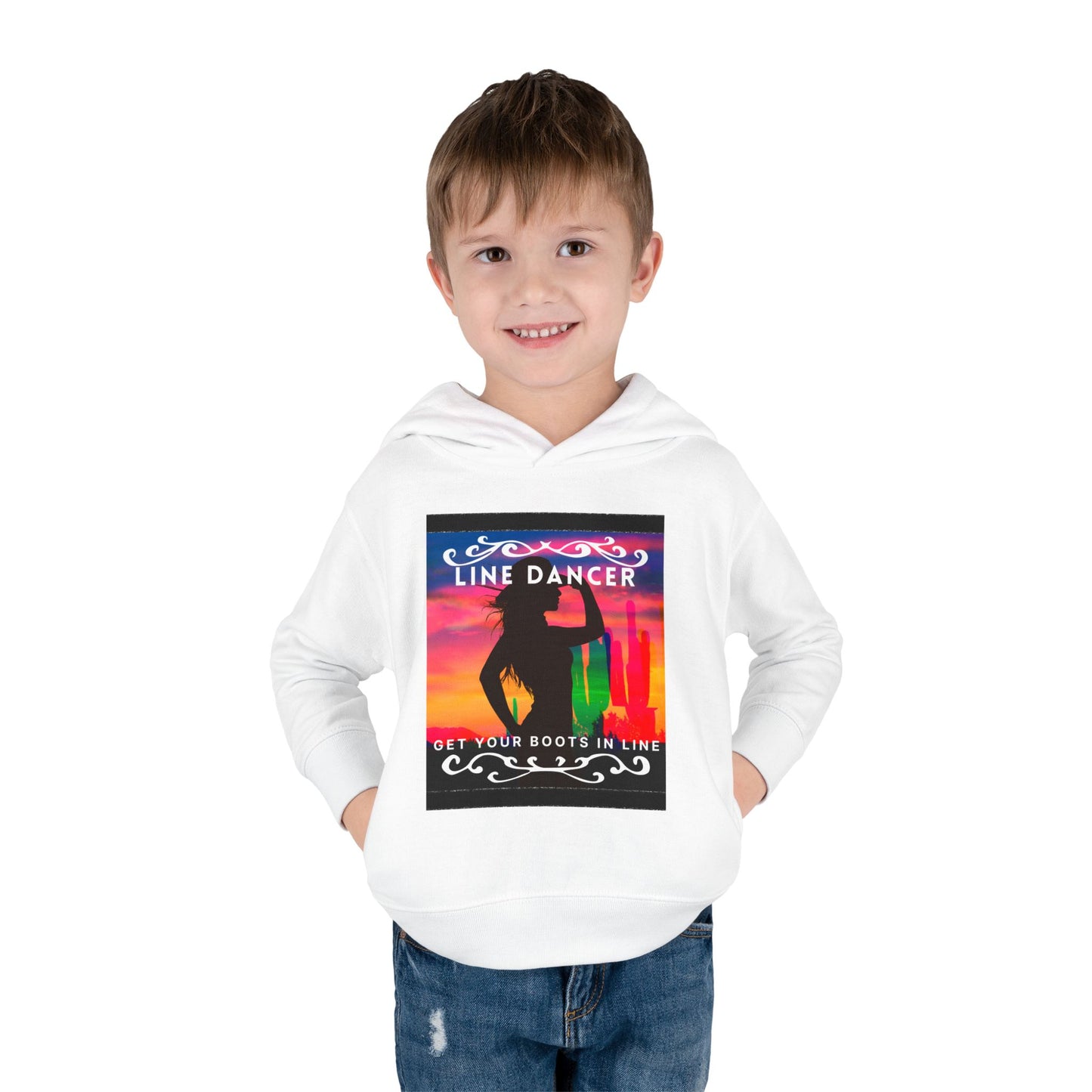 "Line Dancer, Get Your Boots in Line" Streetwear Dance Graphic – Toddler Pullover Hoodie
