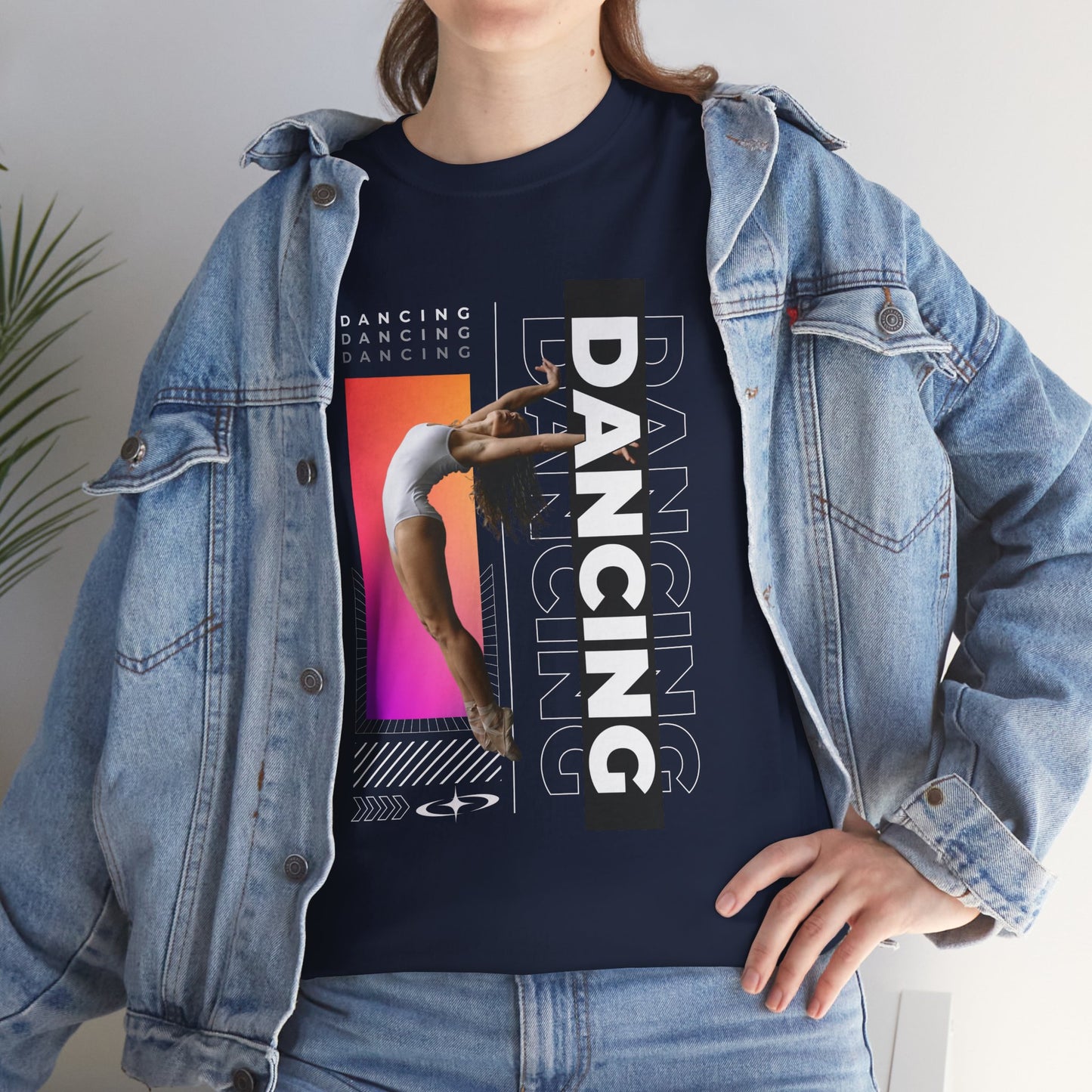 “Dancing” Streetwear-Inspired Female Dancer Unisex Heavy Cotton Tee – Urban Dance Graphic T-Shirt for Performers and Dance Lovers