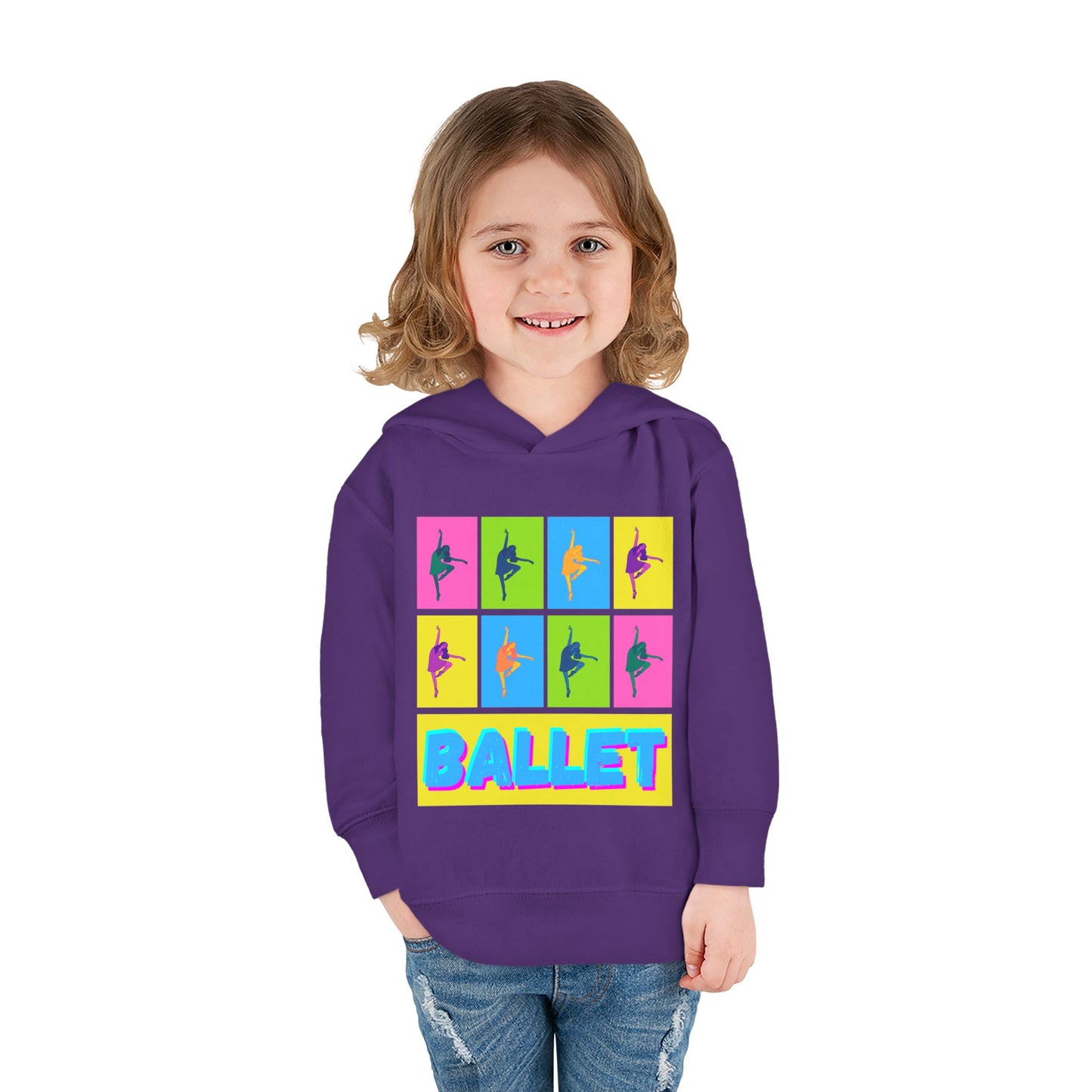 “Ballet" Toddler Pullover Hoodie – Pop Art Inspired Dance Graphic Sweatshirt with Ballet Dancer Design for Kids