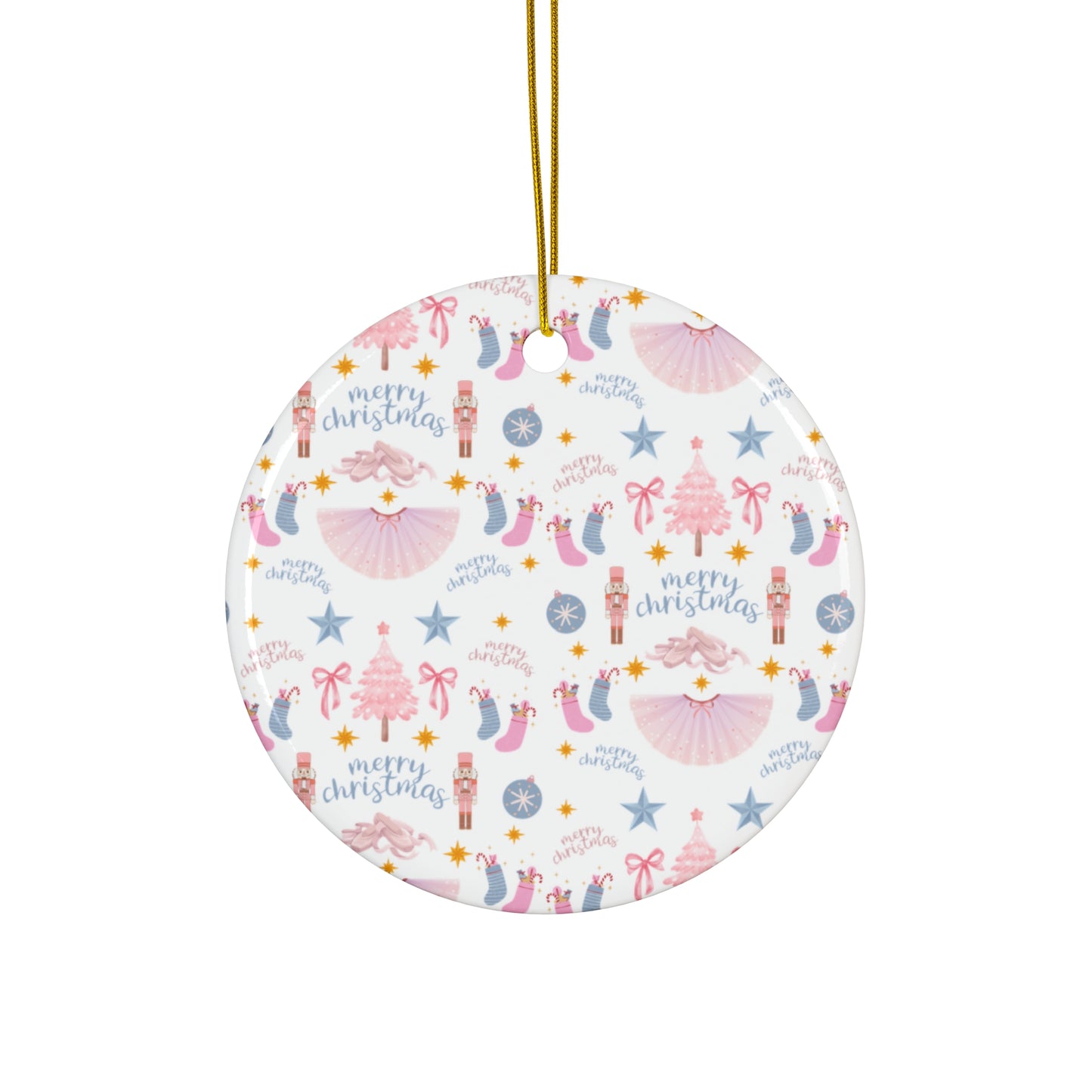 Soft "Nutcracker Ballet" Ceramic Ornament – Pastel Christmas Tree Decoration with Whimsical Holiday Ballet Design (Ceramic Keepsake for Dancers & Nutcracker Lovers)