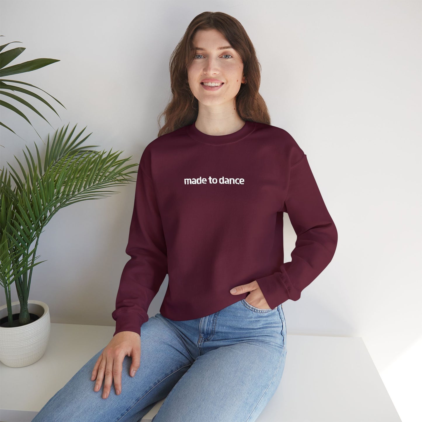 “Made to Dance" Unisex Heavy Blend™ Crewneck Sweatshirt – Embroidered Dance-Inspired Pullover for Adults & Kids