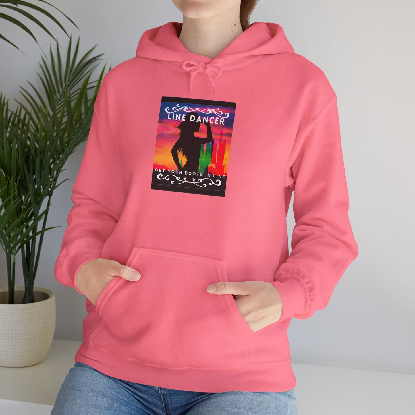 "Line Dancer, Get Your Boots in Line" Western-Inspired Graphic – Unisex Heavy Blend™ Hooded Sweatshirt