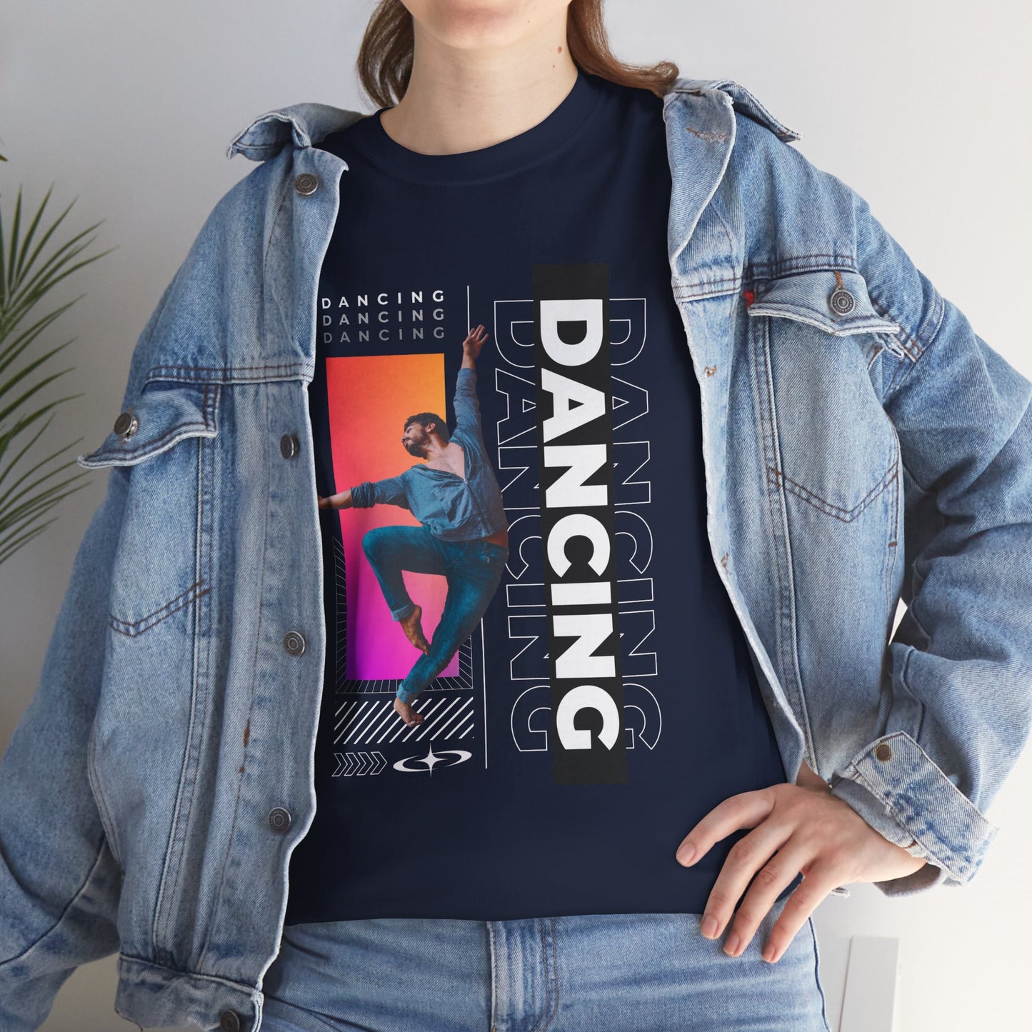 “Dancing” Streetwear-Inspired Male Dancer Unisex Heavy Cotton Tee – Urban Dance Graphic T-Shirt for Performers and Dance Lovers
