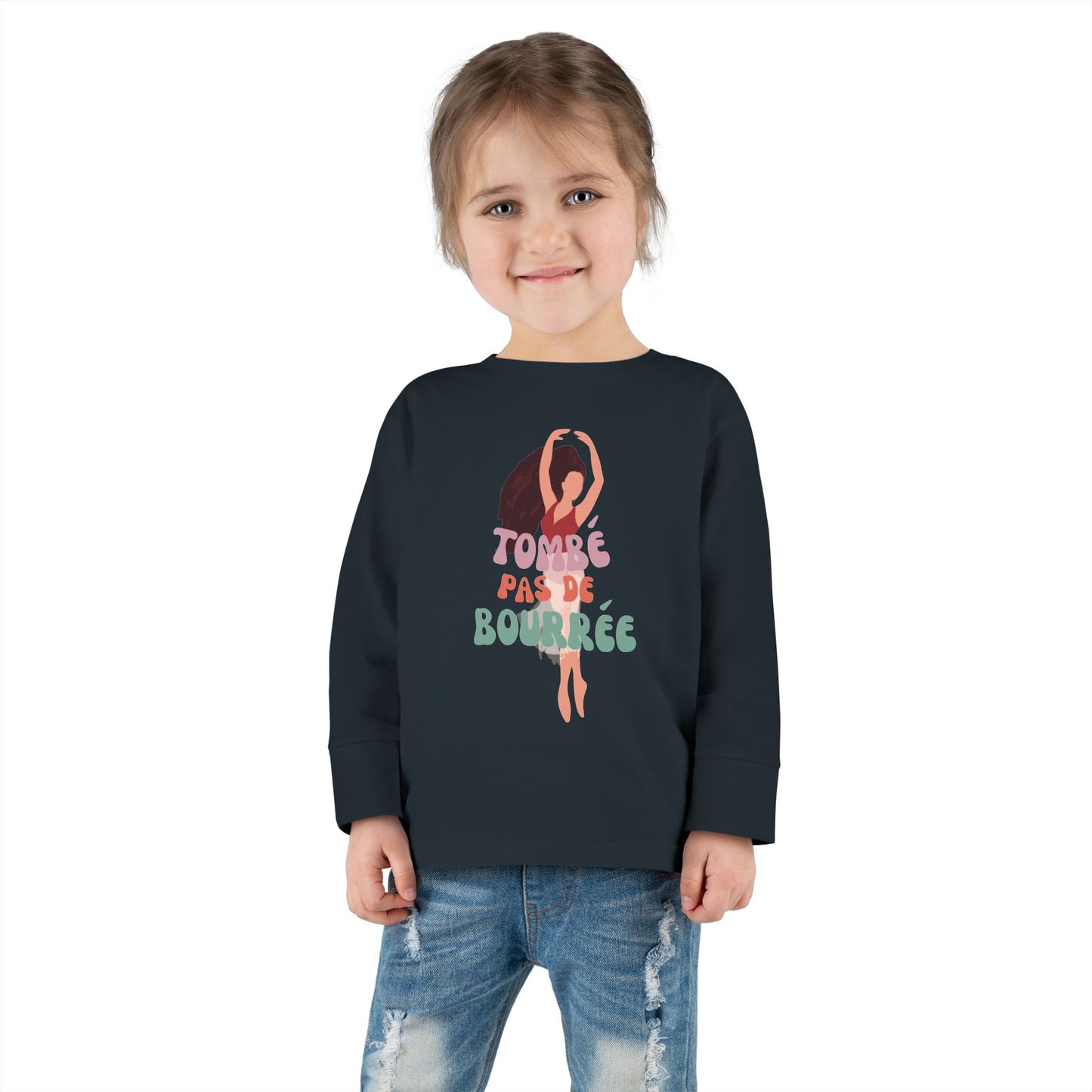 "Tombé Pas de Bourrée" Toddler Long Sleeve Dance T-Shirt – Ballet Dancer Graphic Shirt for Kids