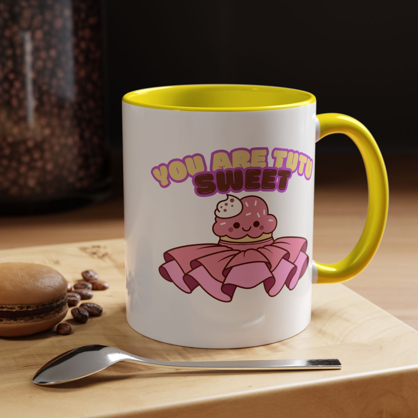 "You Are Tutu Sweet" Accent Coffee Mug – Cute Ballet Pun with Kawaii Ceramic Mug for Dancers and Dance Lovers