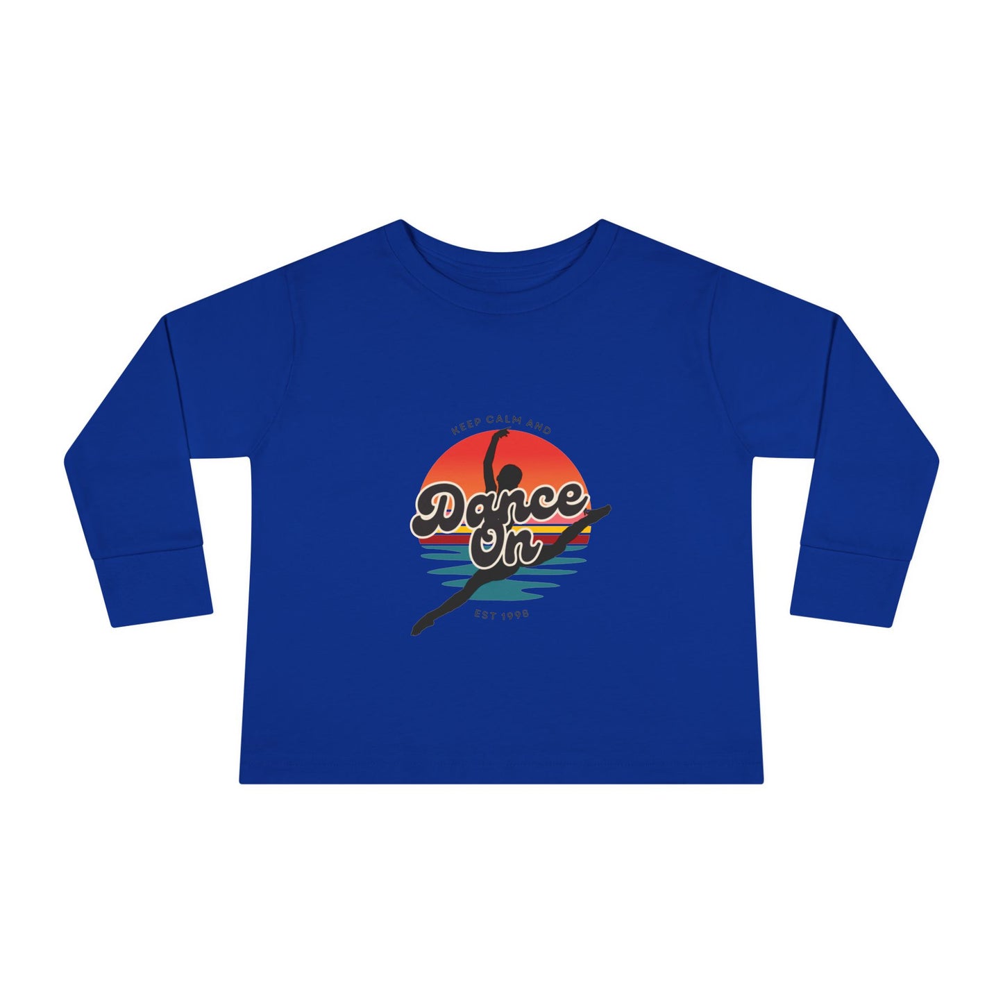 "Keep Calm and Dance On" Toddler Dance T-Shirt – Retro Graphic Long Sleeve Tee for Kids