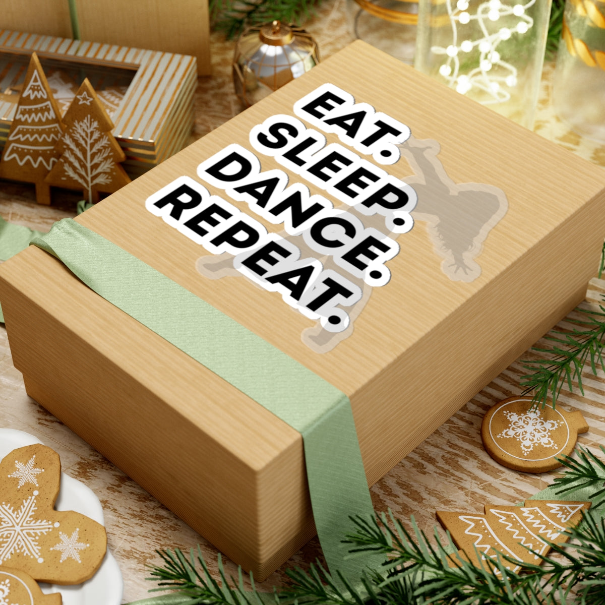 "Eat Sleep Dance Repeat" Kiss-Cut Sticker – Bold Dancer Graphic – Fun Dance-Themed Vinyl Sticker for Laptops, Journals & Water Bottles