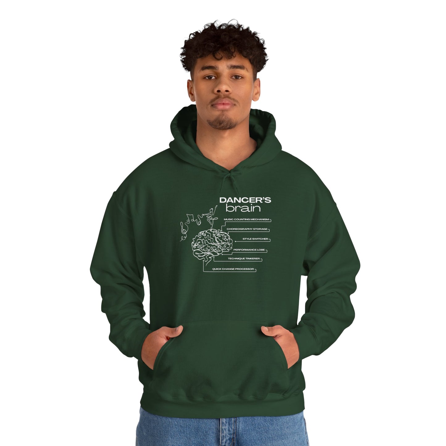 "Dancer’s Brain" Unisex Hoodie – Funny Dance-Themed Hoodie for Teens and Adults with Personalization Option and Cute Dancer Brain Graphic