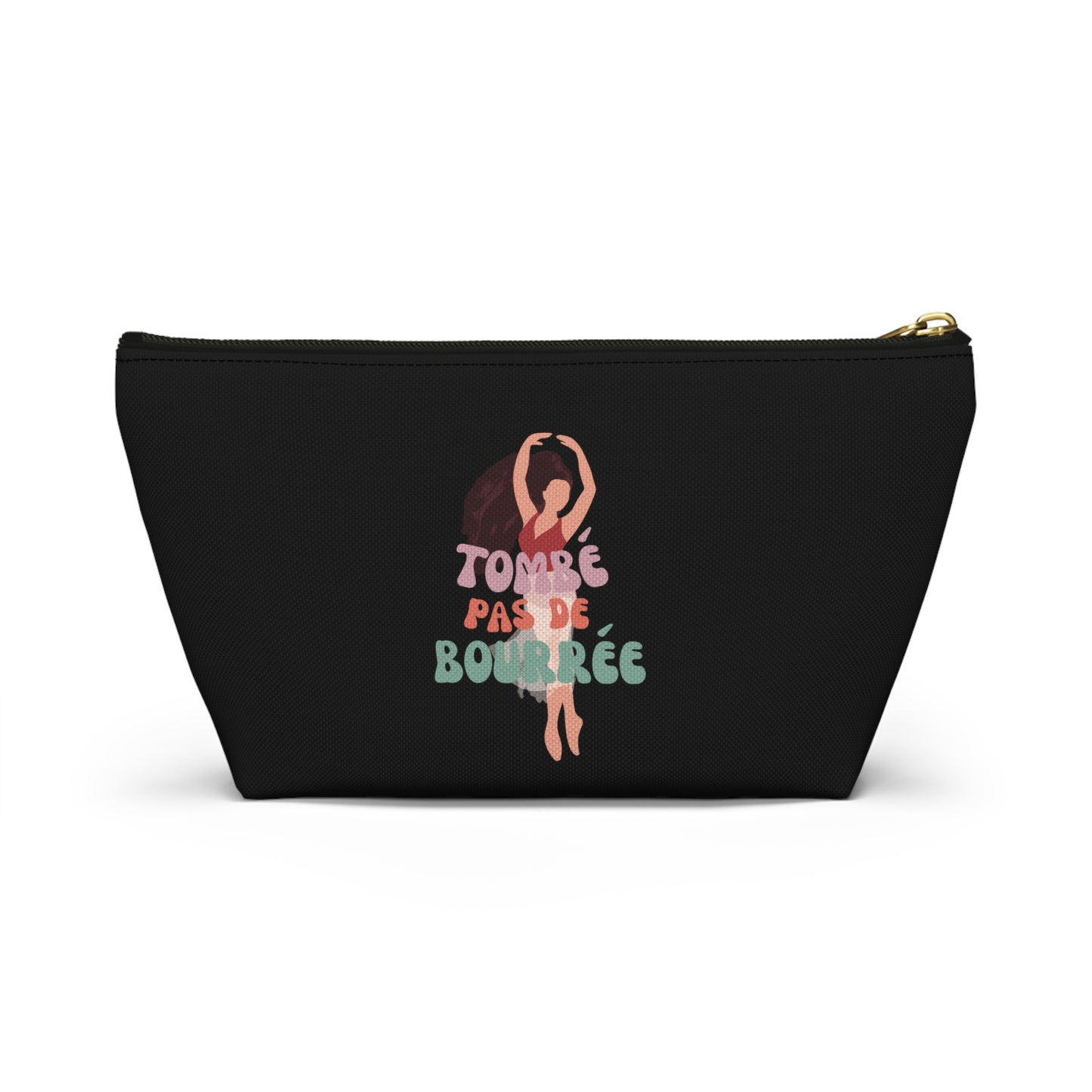 "Tombé Pas de Bourrée" Makeup Bag – Elegant Ballet Dancer Graphic – Ballet-Themed Zipper Pouch for Cosmetics, Accessories & Dance Gifts