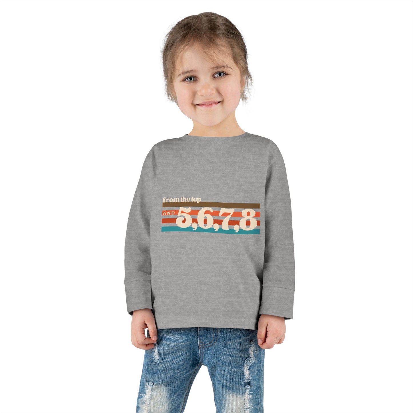 "From the Top and 5, 6, 7, 8" Toddler Dance T-Shirt – Retro Choreography-Inspired Long Sleeve Tee for Kids