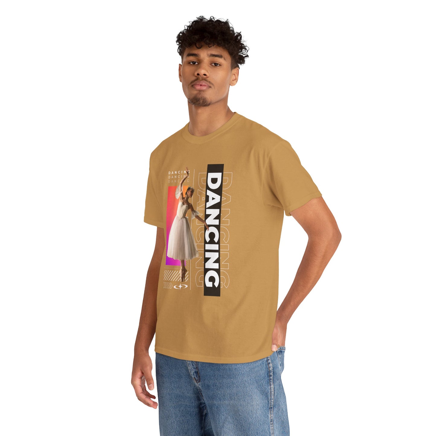 “Dancing” Streetwear-Inspired Female Dancer Unisex Heavy Cotton Tee – Urban Dance Graphic T-Shirt for Performers and Dance Lovers