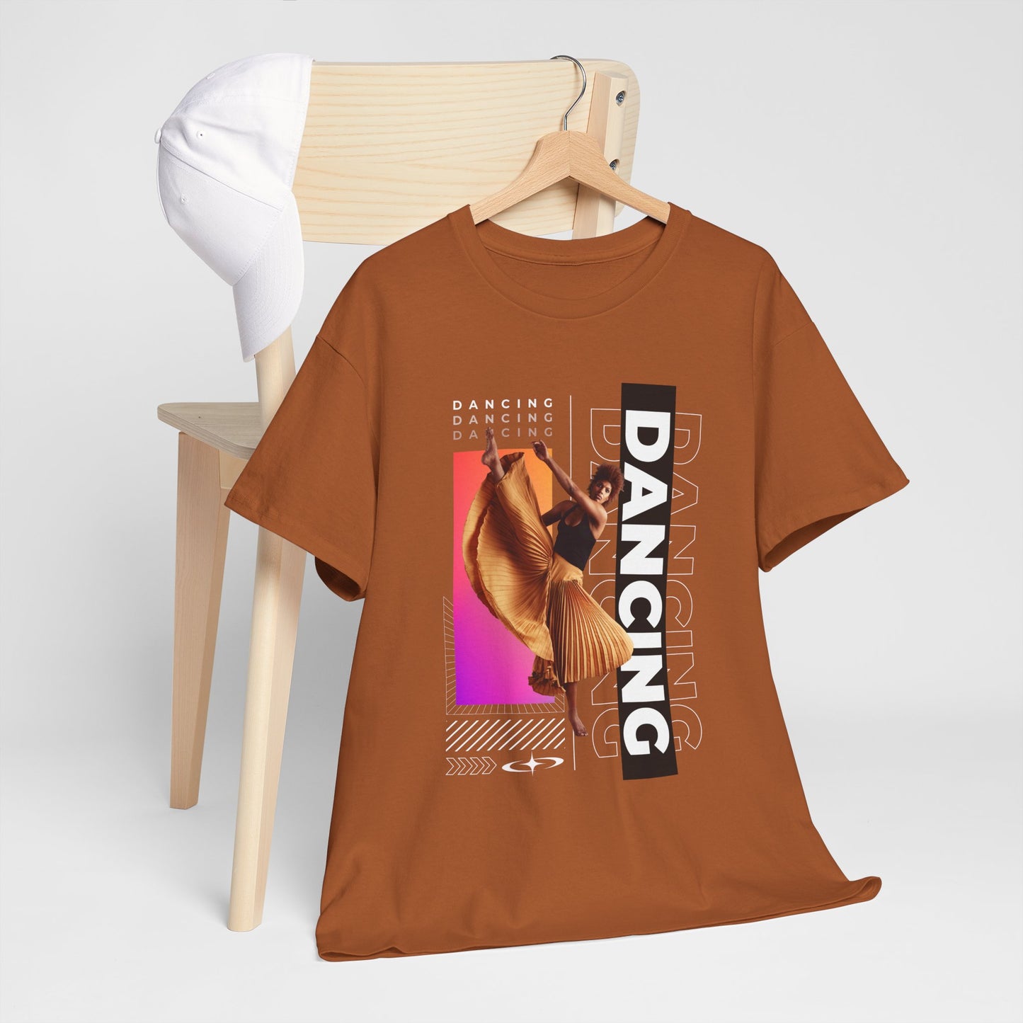 “Dancing” Streetwear-Inspired Female Dancer Unisex Heavy Cotton Tee – Urban Dance Graphic T-Shirt for Performers and Dance Lovers