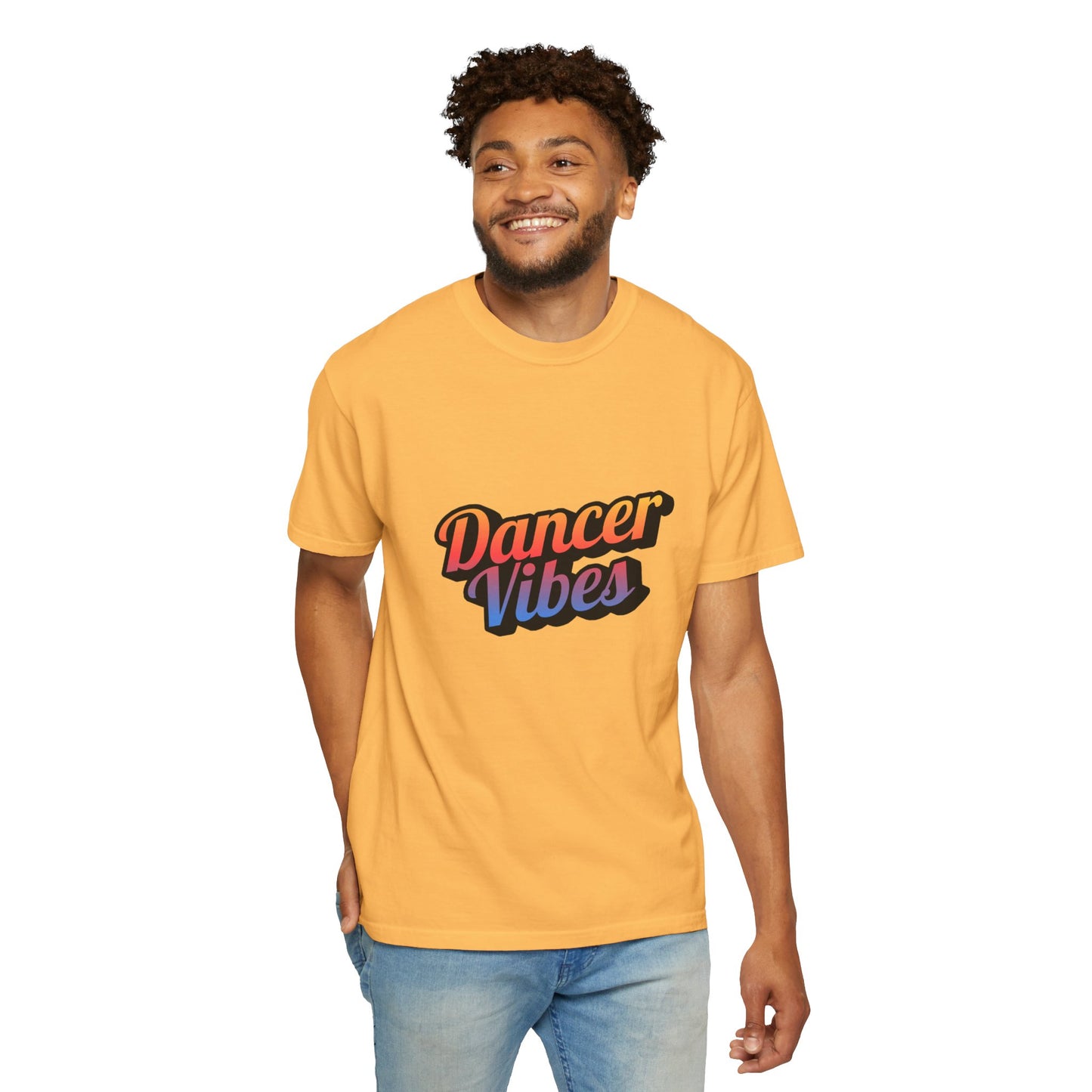 "Dancer Vibes" Unisex Garment-Dyed T-Shirt – Colorful Text-Based Graphic Tee – Trendy Dance Shirt for Performers & Creatives