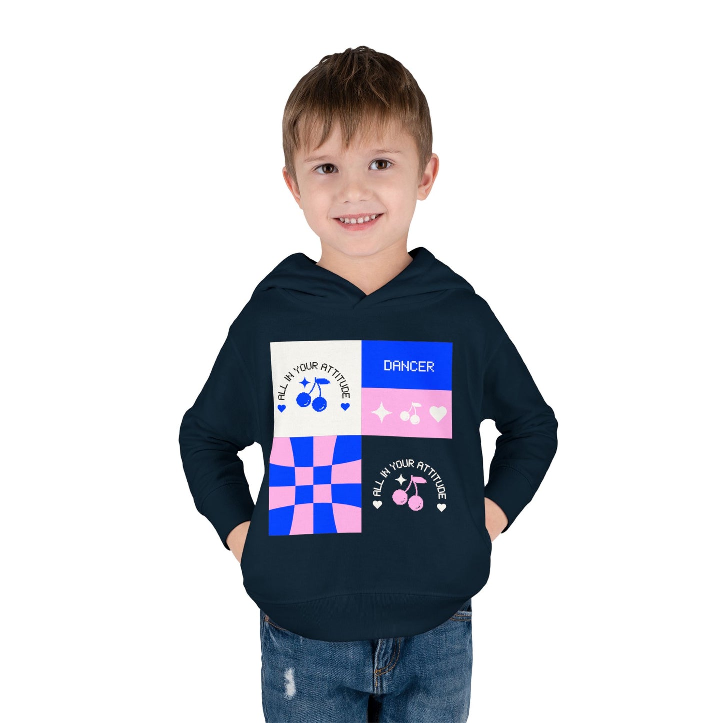 "Dancer – All in Your Attitude" Toddler Pullover Hoodie – Retro Dance Graphic Fleece Sweatshirt for Kids