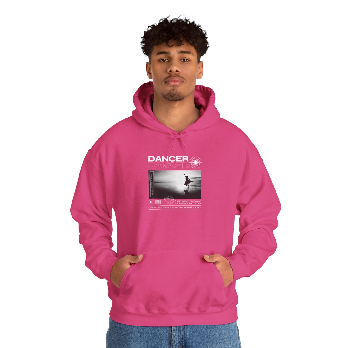 “Dancer” Arabesque on the Beach Graphic | Streetwear-Inspired Dance Hoodie for Ballet & Beach Lovers - Unisex Heavy Blend™ Hoodie